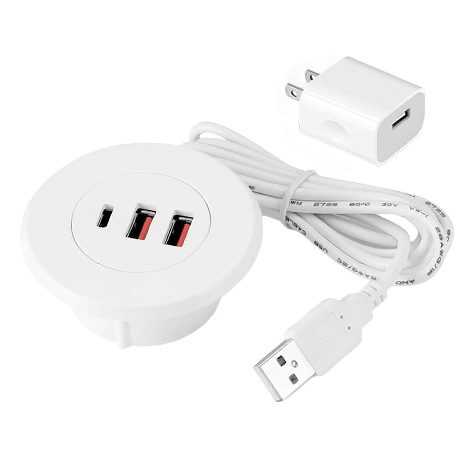 Office Desk USB-Port-Expander, 3-Port-USB-Typ-C-Hub-Ösenloch zur Verbesserung der Konnektivität Weiß