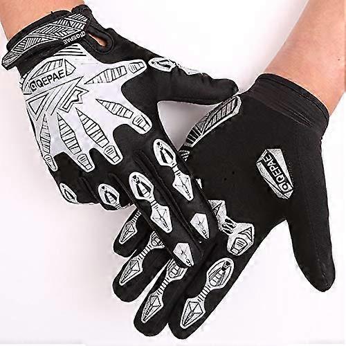 QAPAE Reflective Cycling Gloves Skeleton Gloves Full Finger Men's Shockproof Black Sports