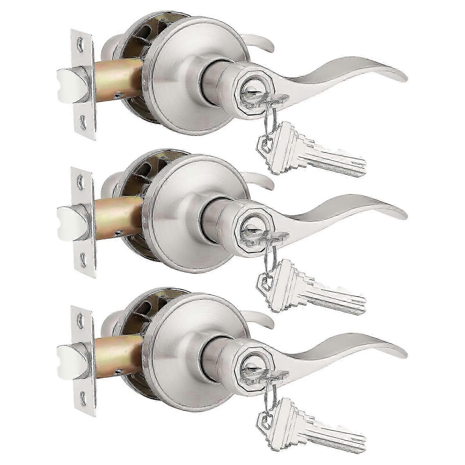 3 Pack Entry Door Lever Locking for Office Front Door