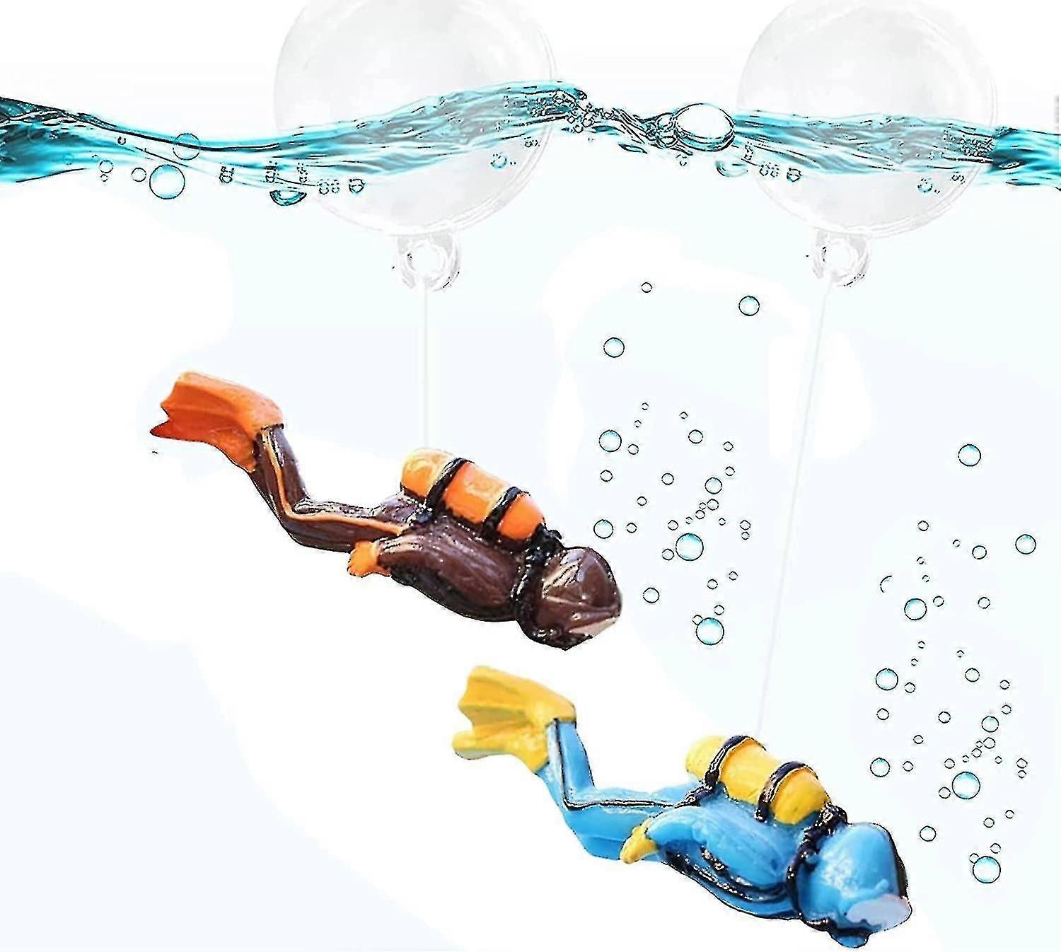 2 قطع العائمة حوض الأسماك ديكورات ، لطيف قليلا غواص حوض السمك الديكور بيتا الأسماك اللعب الأسماك زميل اللعب اكسسوارات حوض السمك