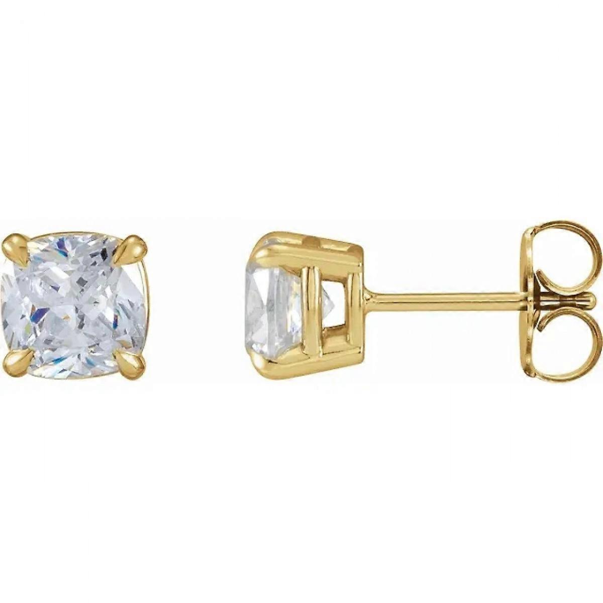 Cushion Natural Mined Diamond Stud Earrings 14k Yellow Gold (1.83 Ct,J-k Color,SI1 Clarity)