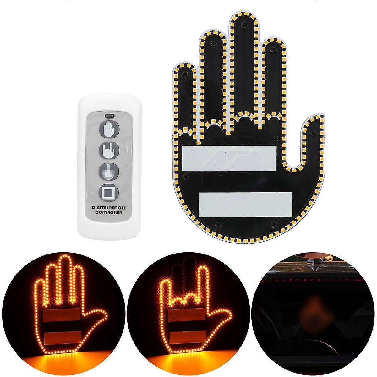 Gesture LED Finger Lights with Remote Control, Wireless Battery-Powered Hand Light for Car, Velcro Adhesive Backed Installation