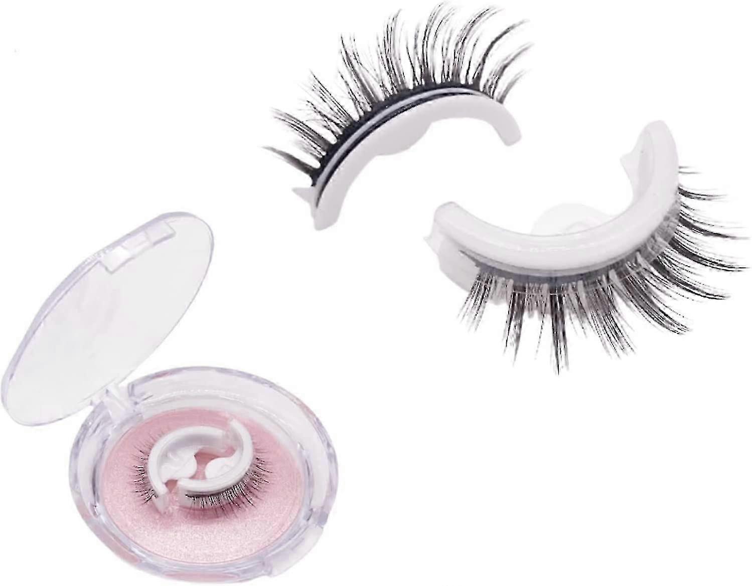 Self-Adhesive Reusable False Eyelashes - 3D Natural Look with Crystal Storage Case (1 Pair)_MM2