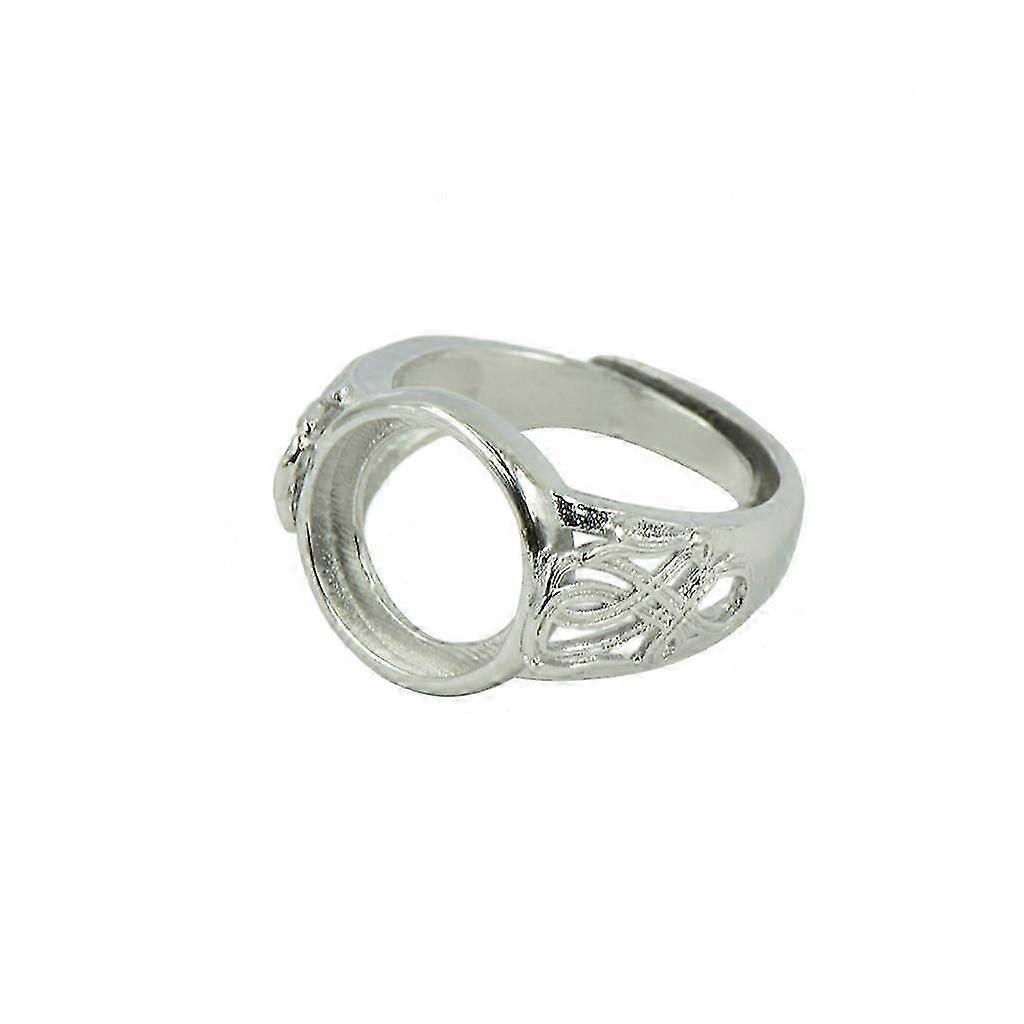10mm Round Adjustable Silver Claw Ring Blank Base with Bezel Setting for Jewelry Making