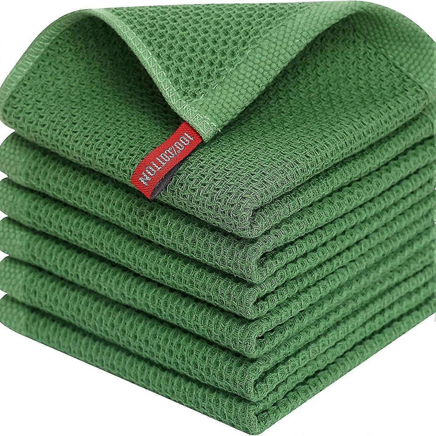 6 قطع 34x34 سنتيمتر القطن وافل نسج مناشف طبق المطبخ تنظيف سريع سريع امتصاص خرقة مع معلقة 