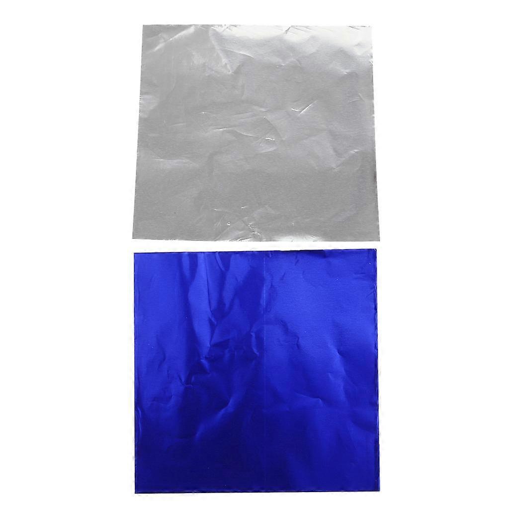 200x Chocolate Candy DIY Package Foil Paper Tinfoil Wrappers Silver & Blue