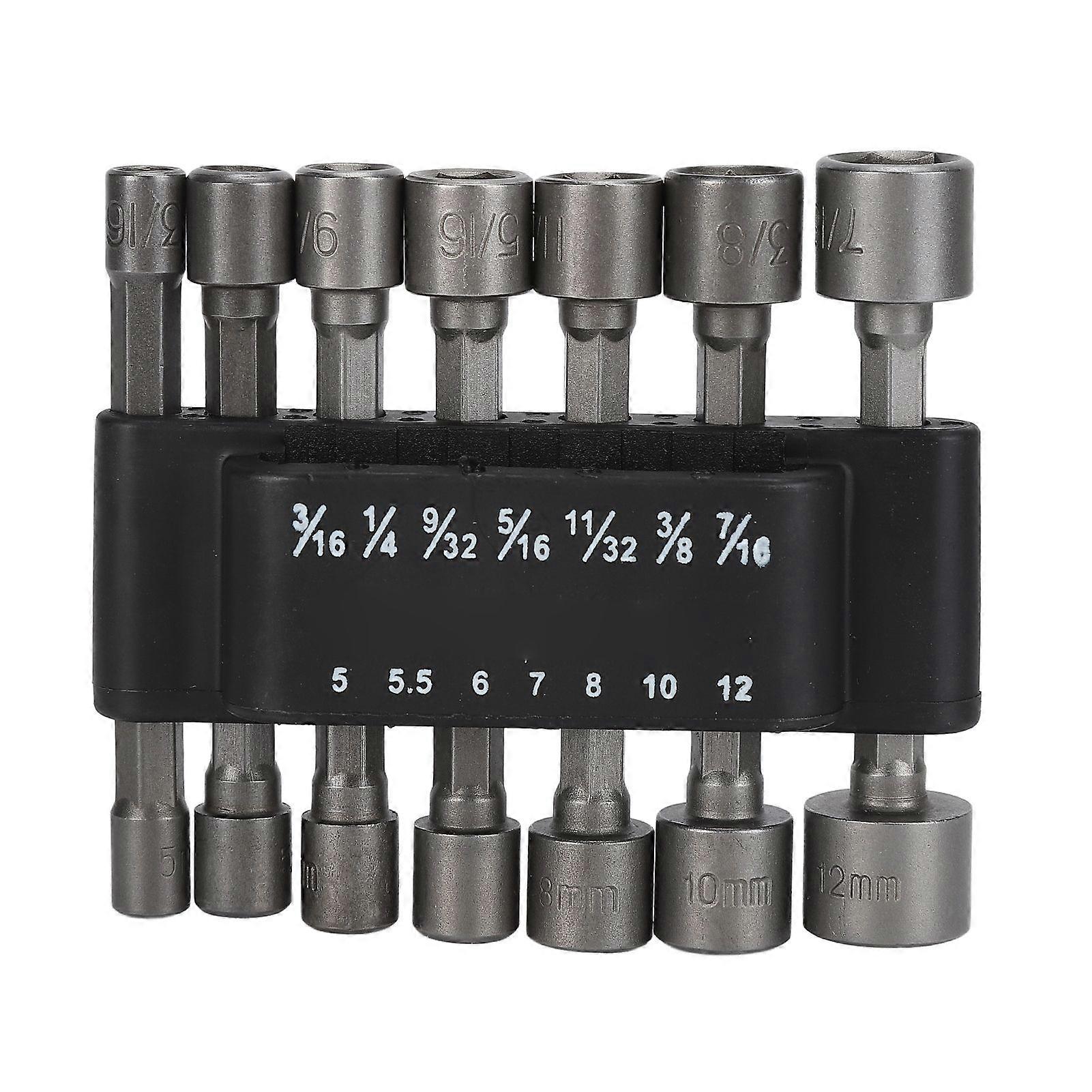 14Pcs Nuts Driver Drill Bit Chrome Vanadium Steel ABS Hex Power Socket with Storage Base