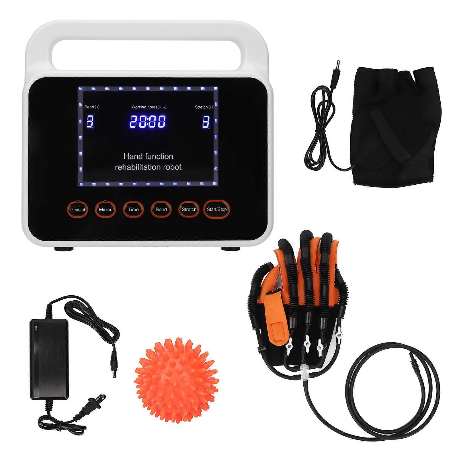 Rehabilitation Gloves Air Valve Right Hand Left Mirror Self Training LCD Screen Timing Robot Trainer
