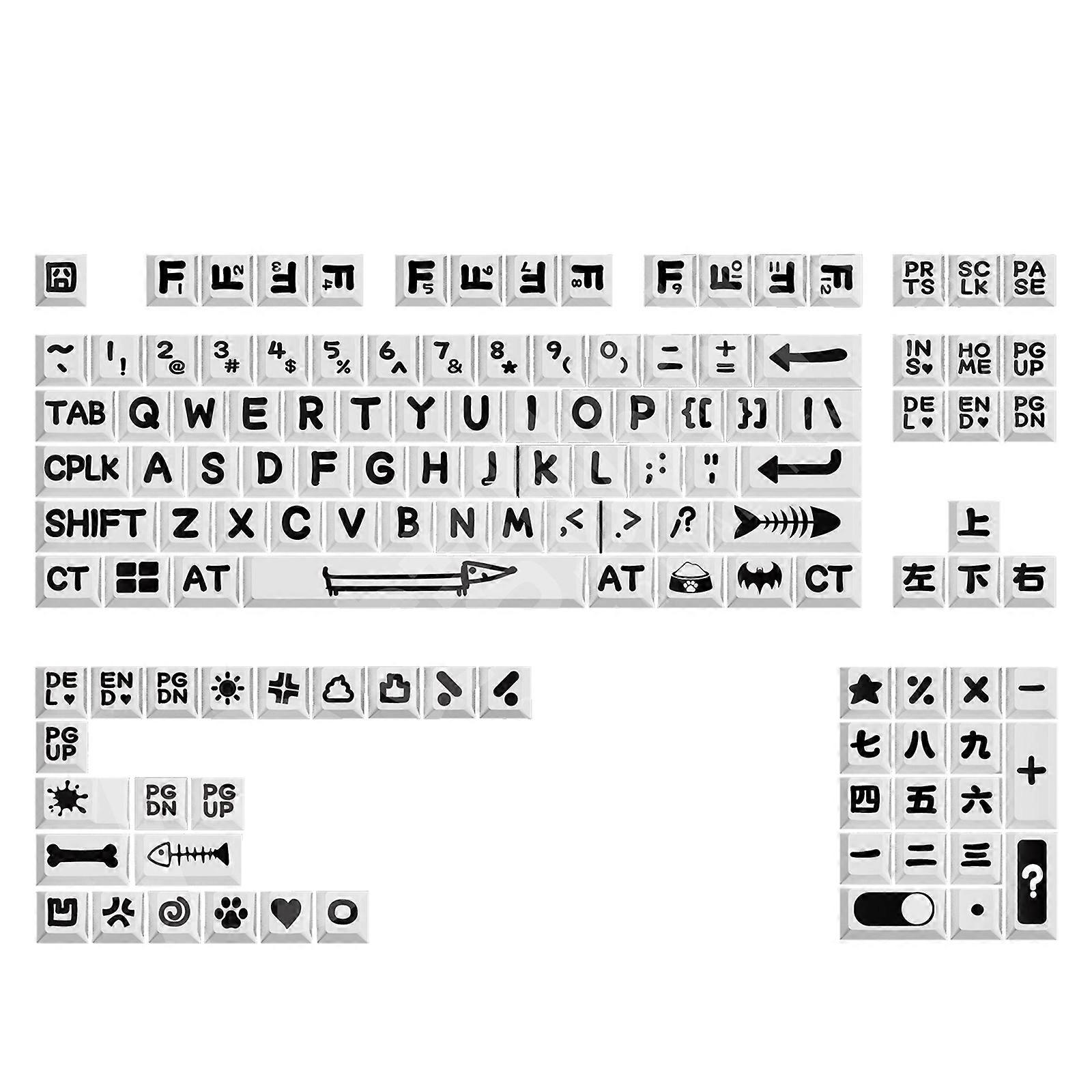 Long Use PBT Keycaps Featuring Bold Black Fonts Heat Sublimatedfor Office, Home Mechanical Keyboards Improved Visibility