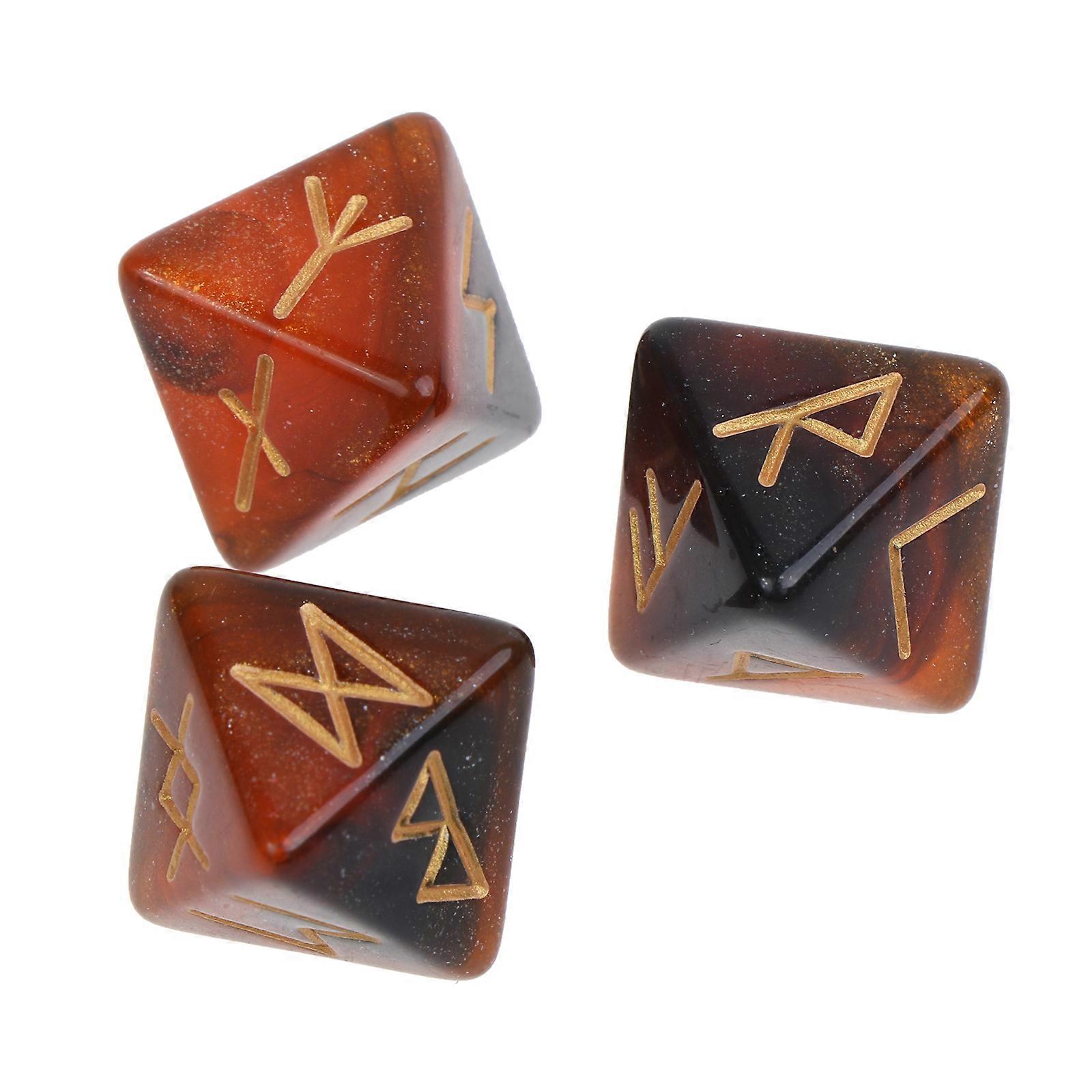 3 Pcs 8-Sided Rune Dice Polyhedral Dice Acrylic Astrological Dice Board Game Dice Constellation Divination Accessory  Star black gold