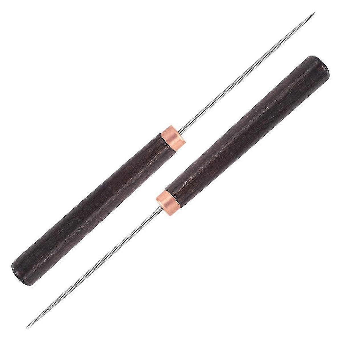 2 Pcs Awl Tool with Wooden Handle, Leather Awl Punch Tool, Slender Scratch Awl, Awl Repair Tool for Leather Crafts