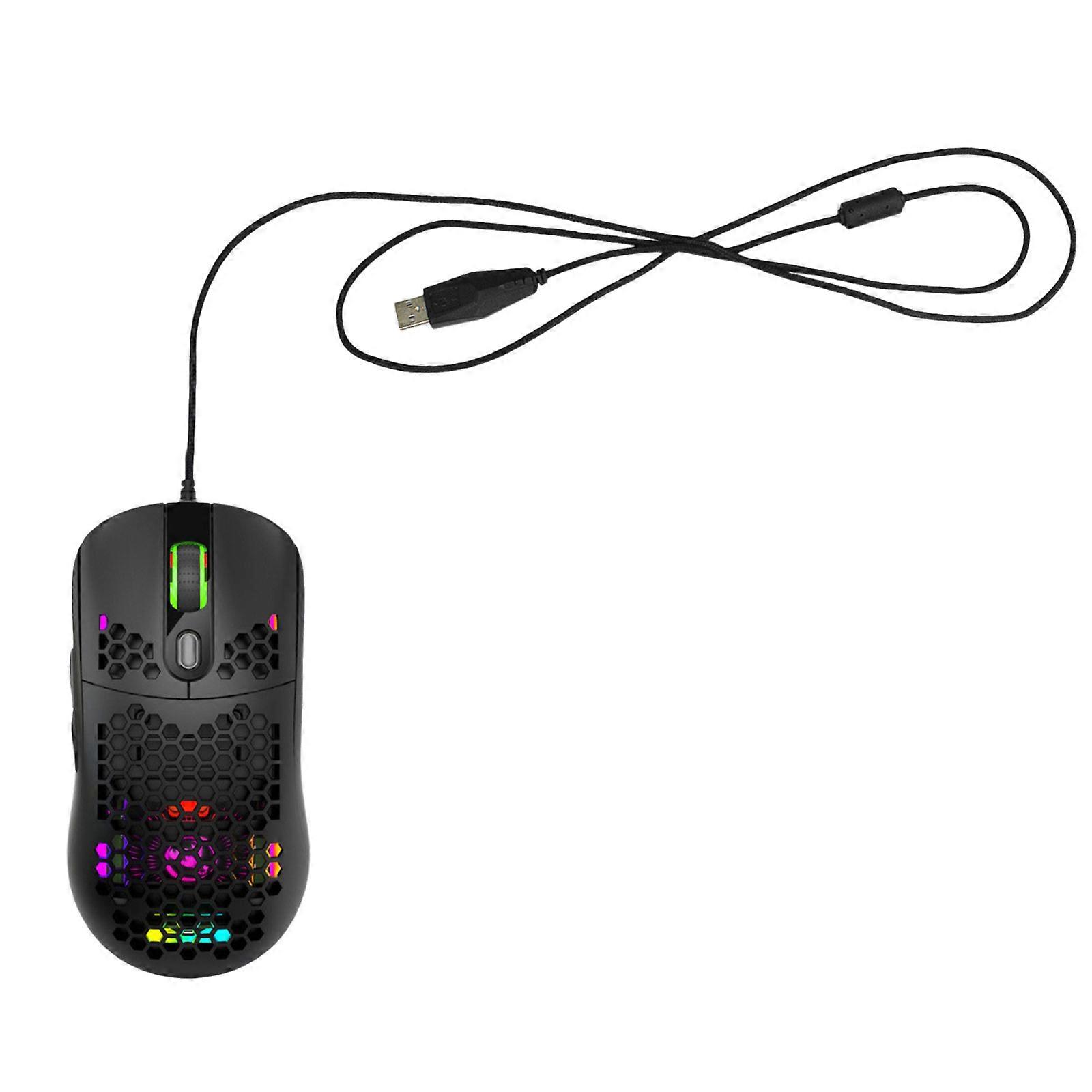 RGB Kablolu Oyun Faresi, 7 Programlanabilir Tuşlu, 8000 DPI Ayarlı, 6 Renkli Arka Aydınlatmalı USB Optik Bilgisayar Faresi (Siyah)