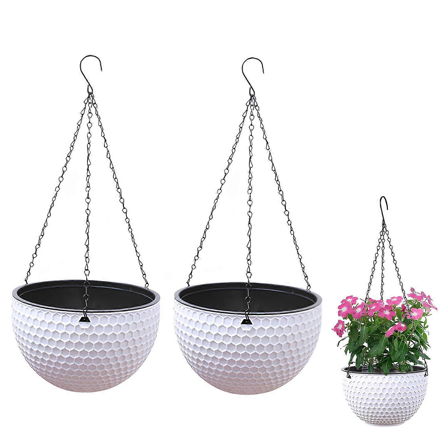 Hanging Planter, Pack of 2 Outdoor Hanging Baskets with Drainage Holes Ref: 9768