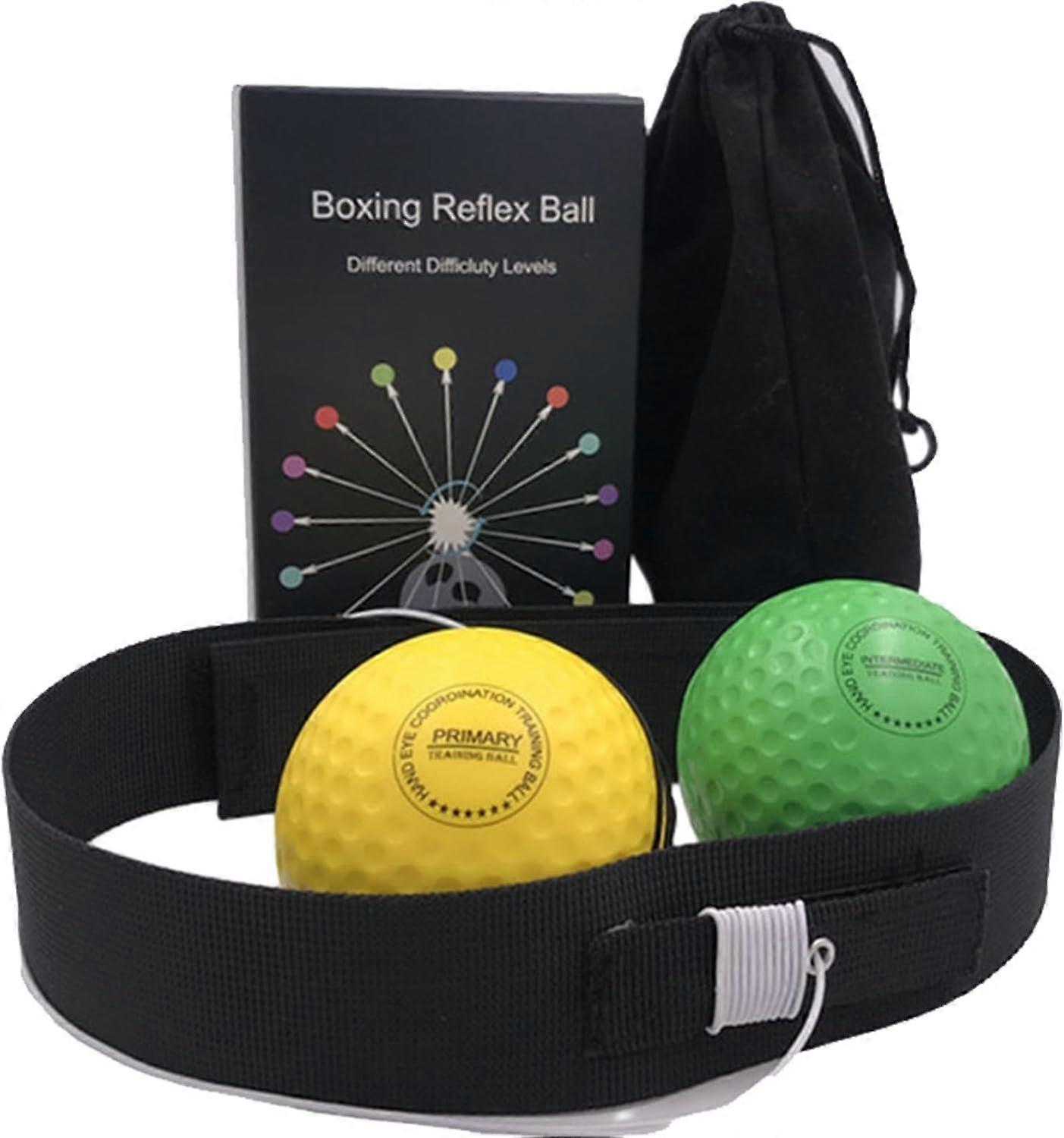 Box equipment set 2part reflex ball for speed, reaction, coordination (Yellow Green)