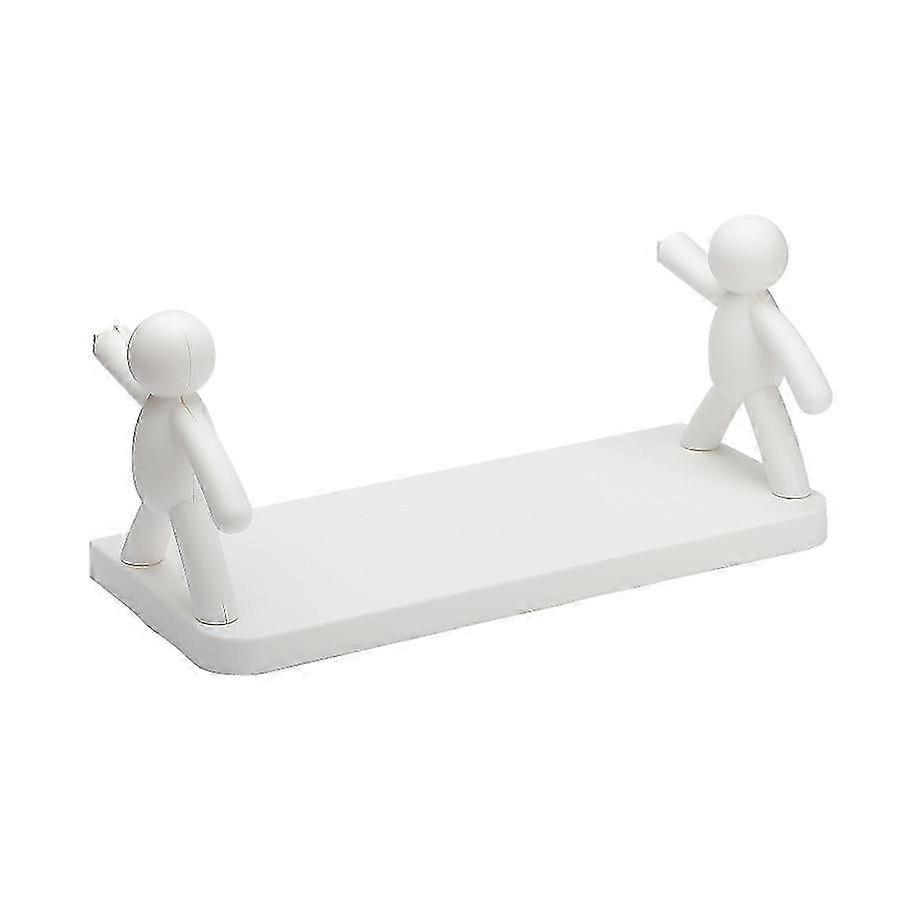 2025 White Wall Shelf with Paper Box, PP Material, 33x14.5x11.5cm