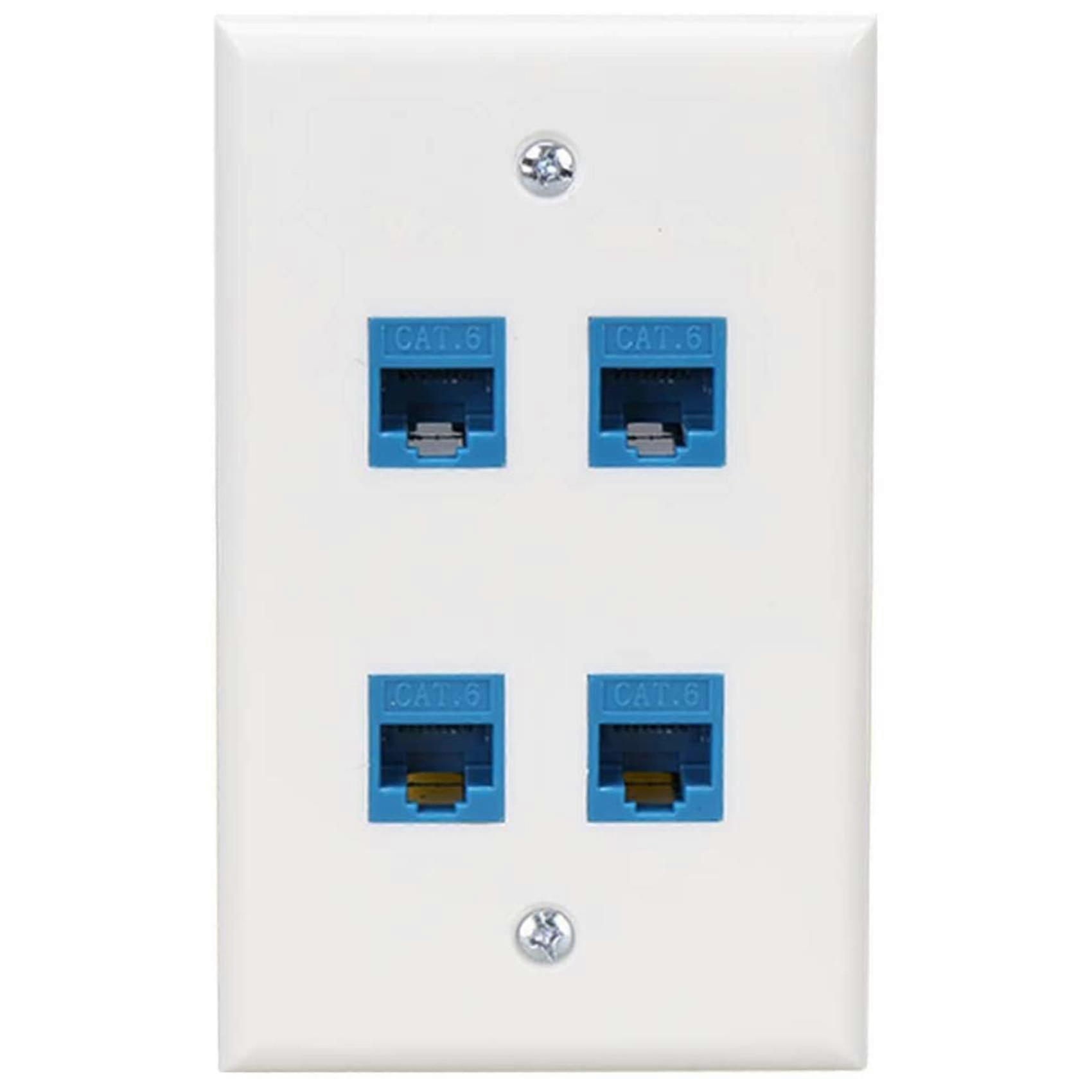 Ethernet Wall Plate 4 Port Wall Plate Female-Female Compatible with for Cat7/6/6E/5/5E Ethernet Dev