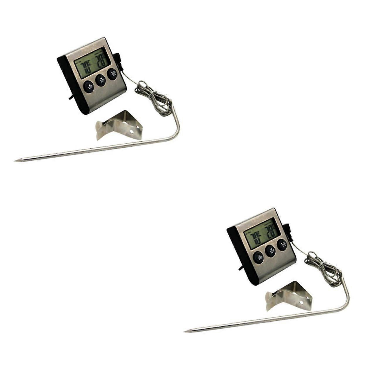 Grill Thermometer Baking Temperature Sensor Meat Thermometer 2pcs Silver