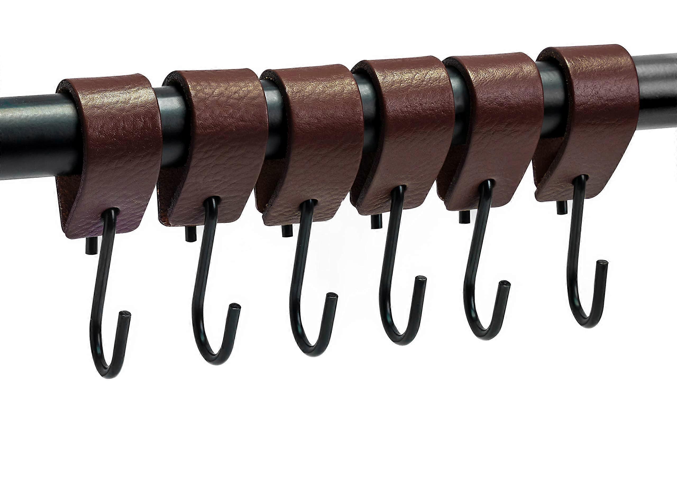 Multifunctional Leather SHooks Brown 12 Pieces S Shaped Hooks Coat Hook Leather Hooks Leather s Hooks Black s Hooks Kitchen Hooks