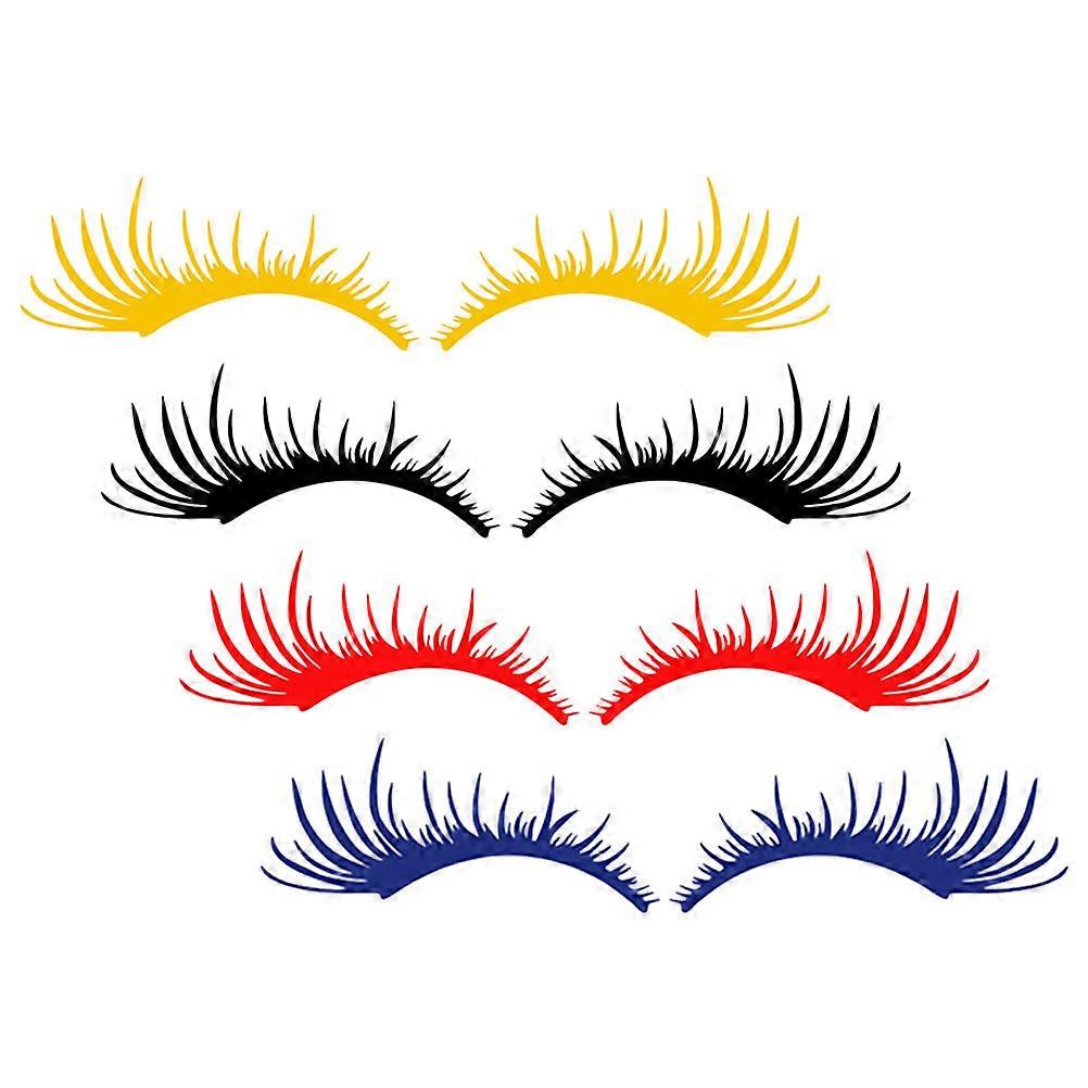 4 par biløyenvippeklistremerker, selvklebende frontlykt øyenbrynsdekaler, universell autodekorasjon for biler, sykler og mer