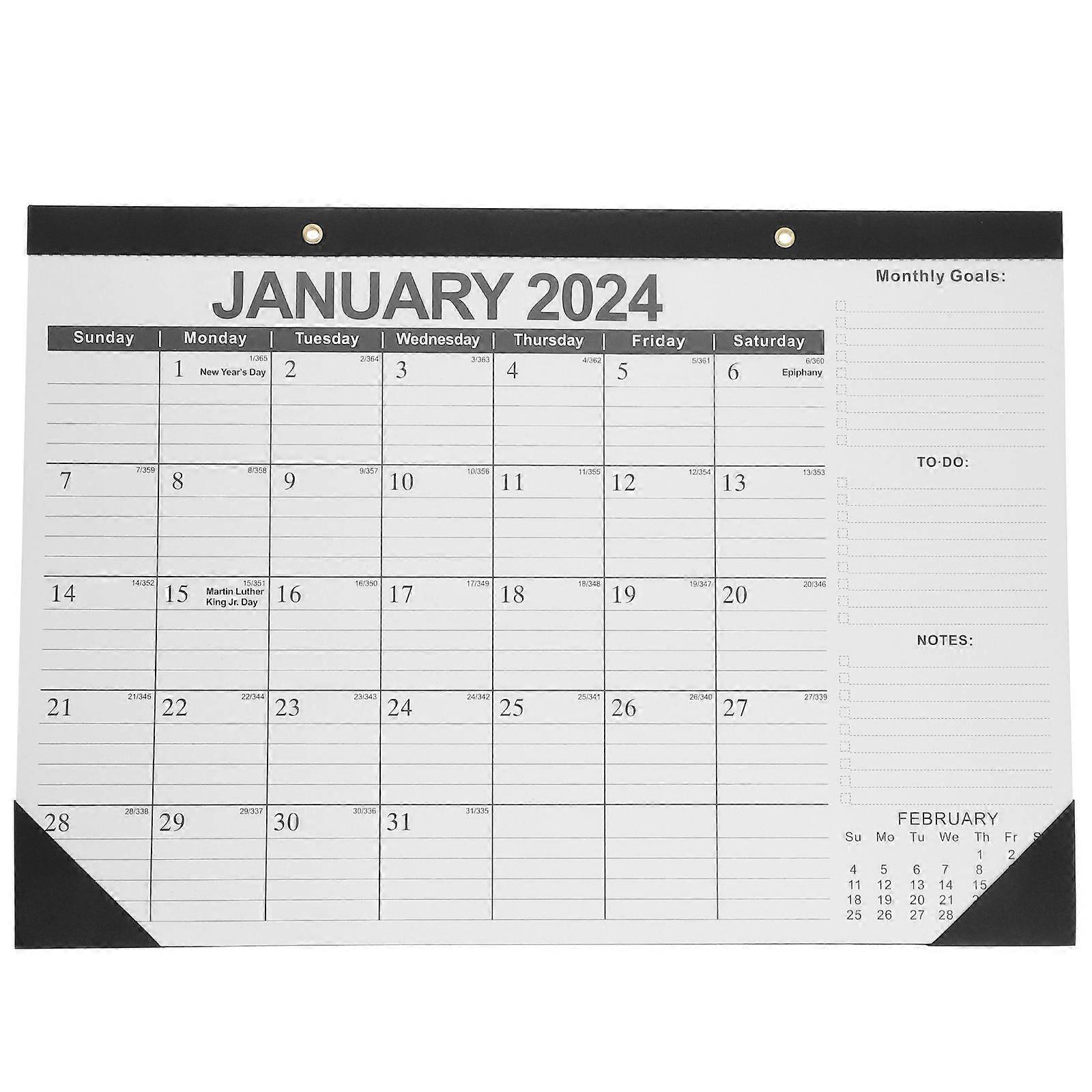 English Monthly Calendar Home Calendar Decor Simple Style Memo Writing 43.00X30.50X0.30CM 1Pack