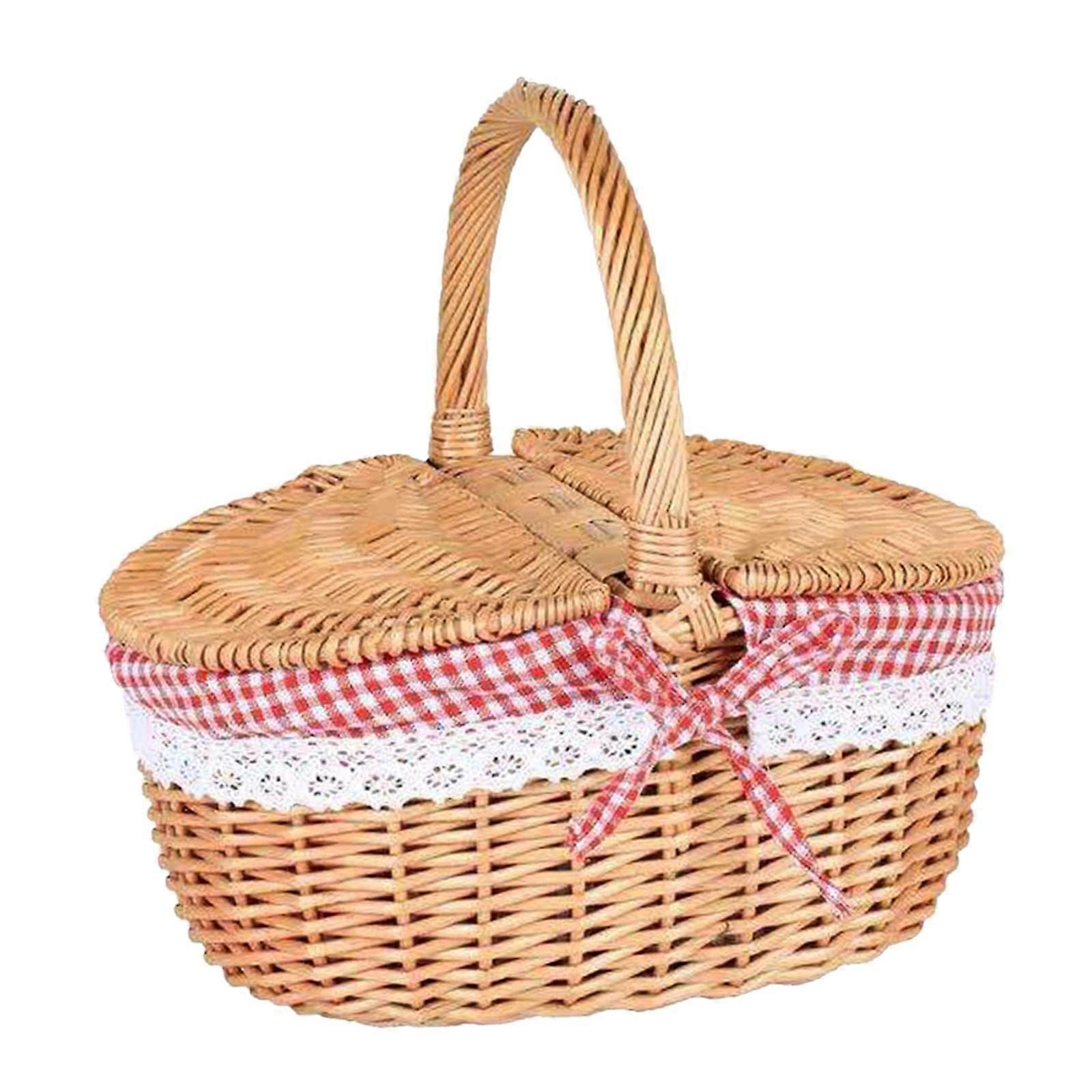 Weiden Picnic Basket Wicker Storage Basket with Washable Lining for Beach, Outdoors, and Picnics, 14x10x8 Inches