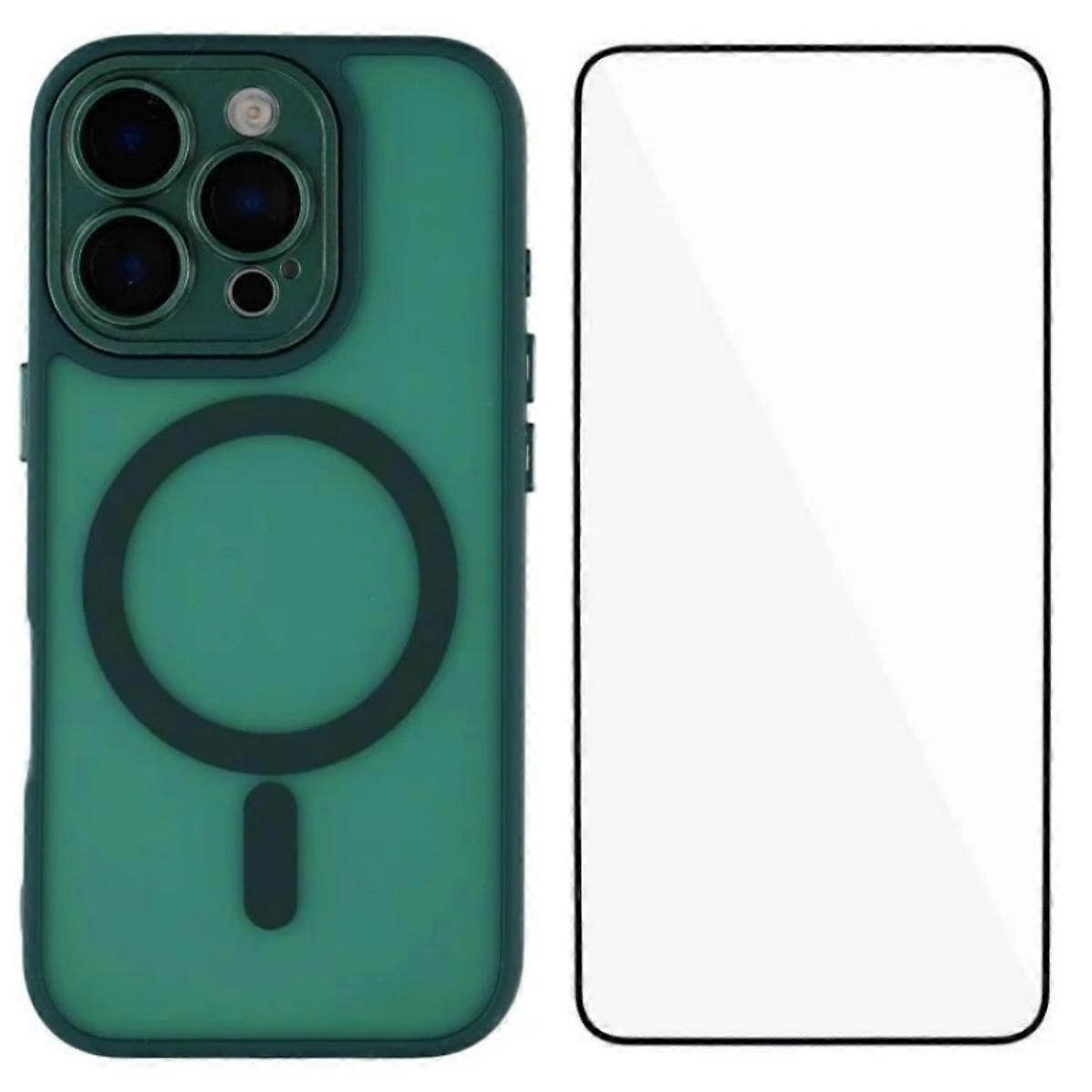 Compatible For iPhone 16 Pro Case Compatible with MagSafe WANLONFENG QB Series PC TPU Phone Cover with Screen Film