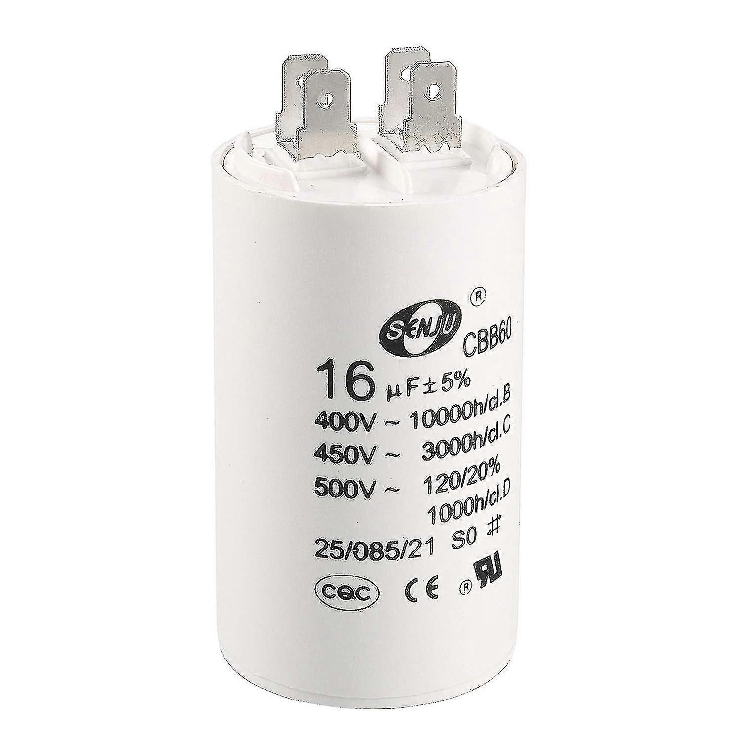 16uF 450V AC CBB60モーターコンデンサー、72x40mmシリンダーダブルインサート50 / 60Hz、エアコンプレッサーウォーターポンプ用