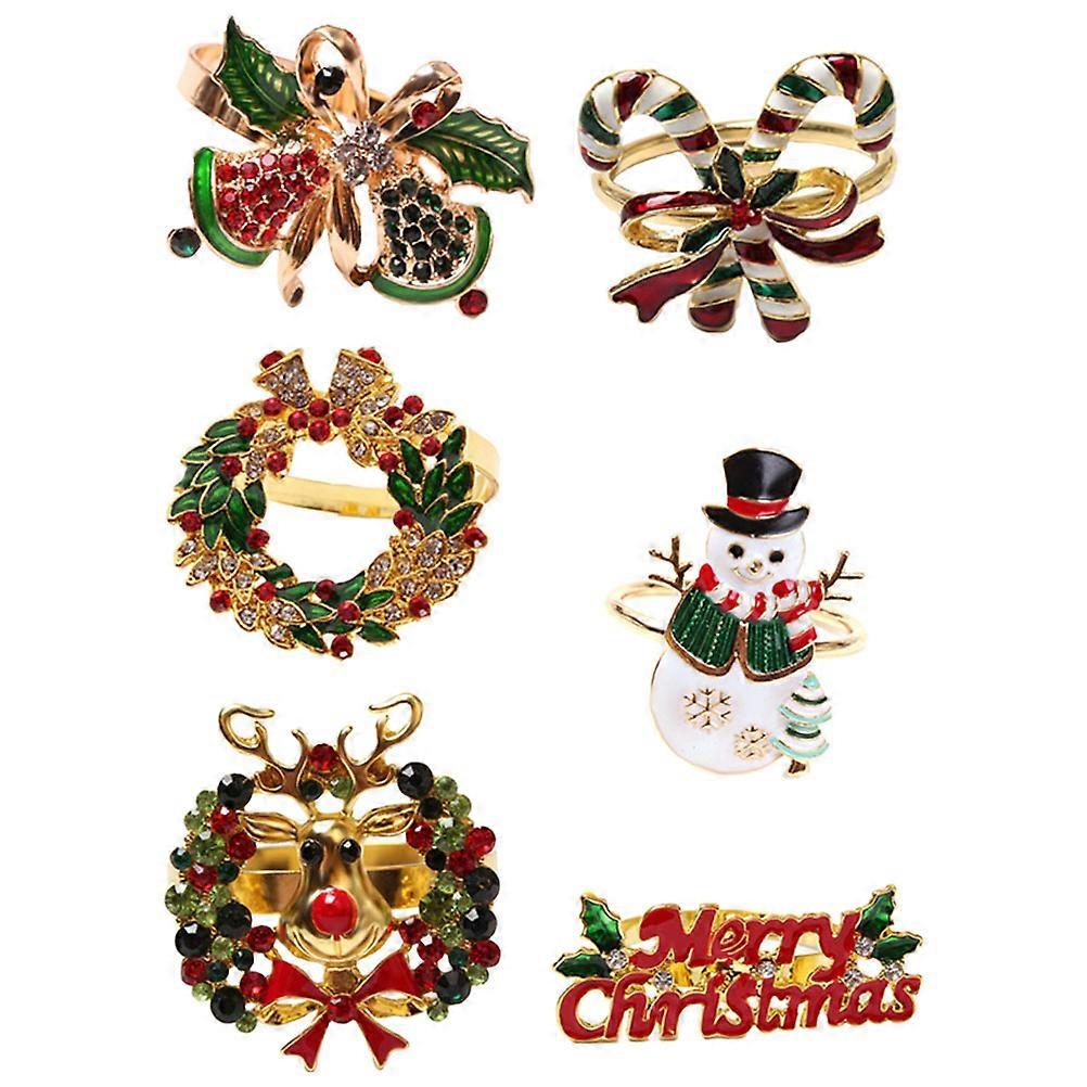 Delicate Napkin Rings Reindeer Holders Practical Dining Decors Multi Color 6Pcs