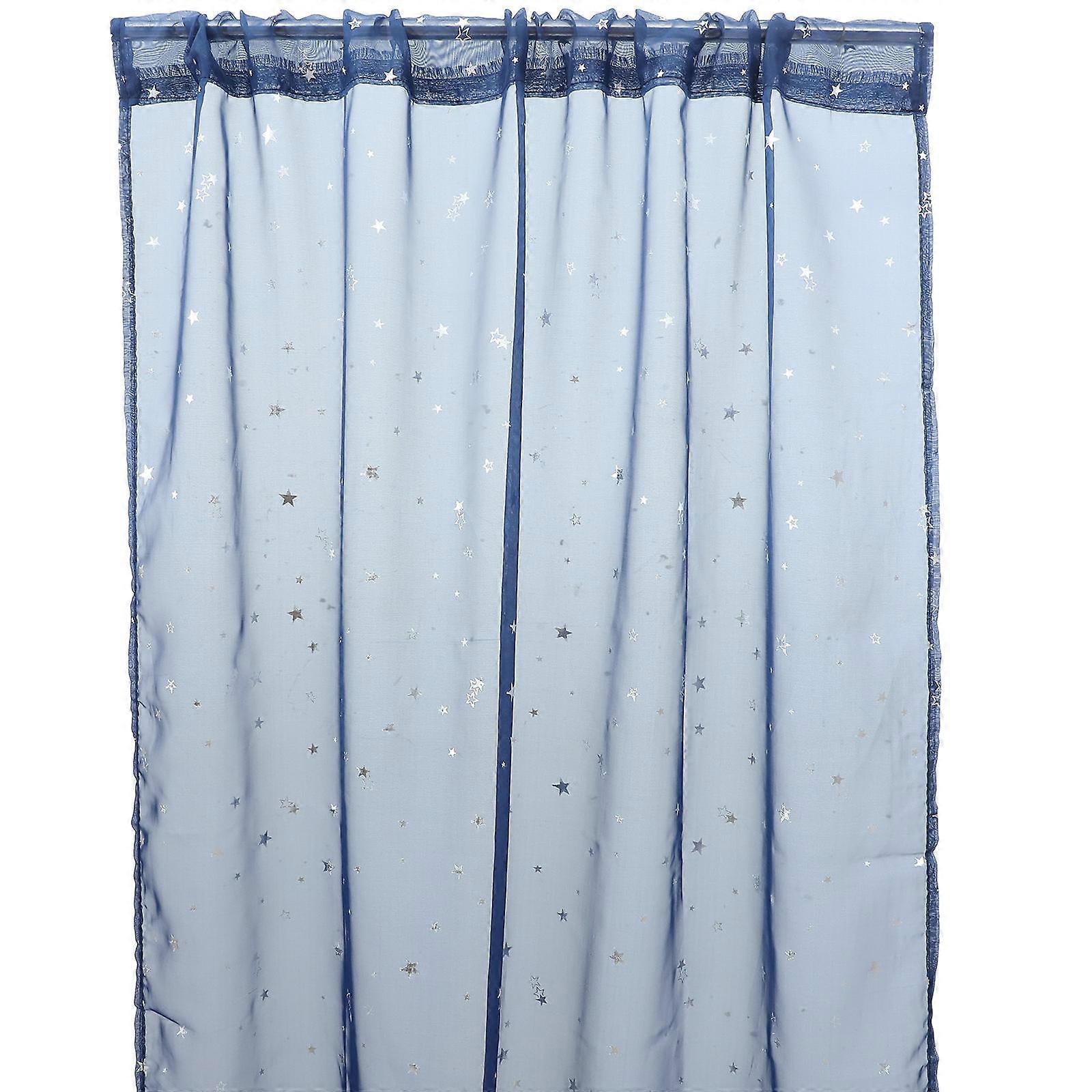 Curtain Panels Sheer Gauze Curtain for Kitchen Window Screening Breathable Decorative Blue 270cm X 100cm 1Pcs