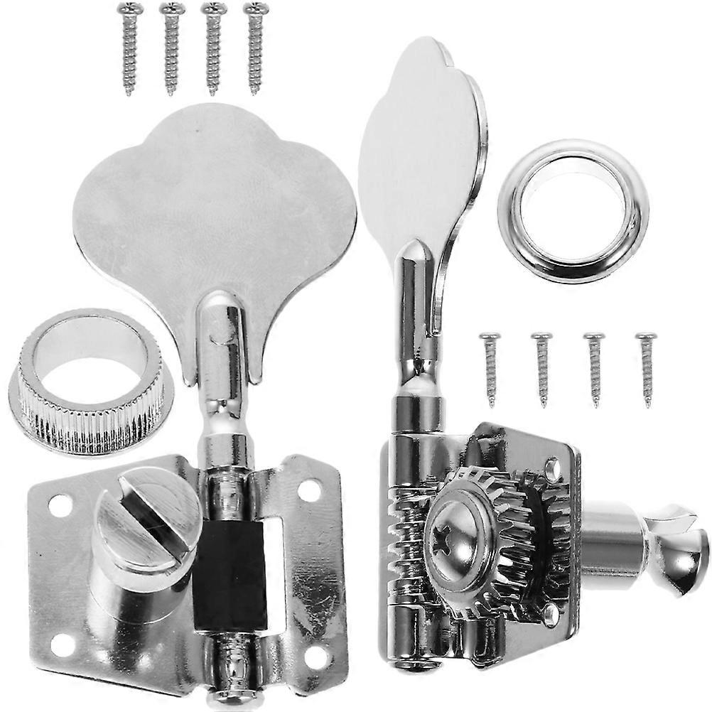 Bass Guitar Tuner Machine Head Tuning Peg Durable Replacement For Electric Bass With Hexagonal Nut Silver 2Set