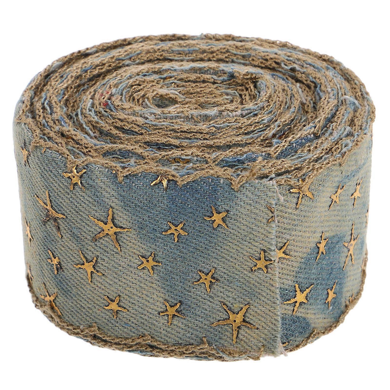 Star Pattern Ribbon Vintage Design Diy Craft Present Box Wrapping Multi 143.44X1.49X0.08IN 1 Roll