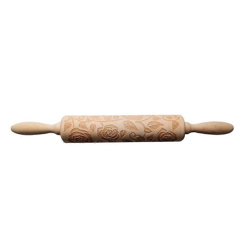 Roller Pin For Baking Wooden Rolling Pin Cylindrical Shape Khaki Color 35x4.5x4.5cm Size Baking Tools 1Pack