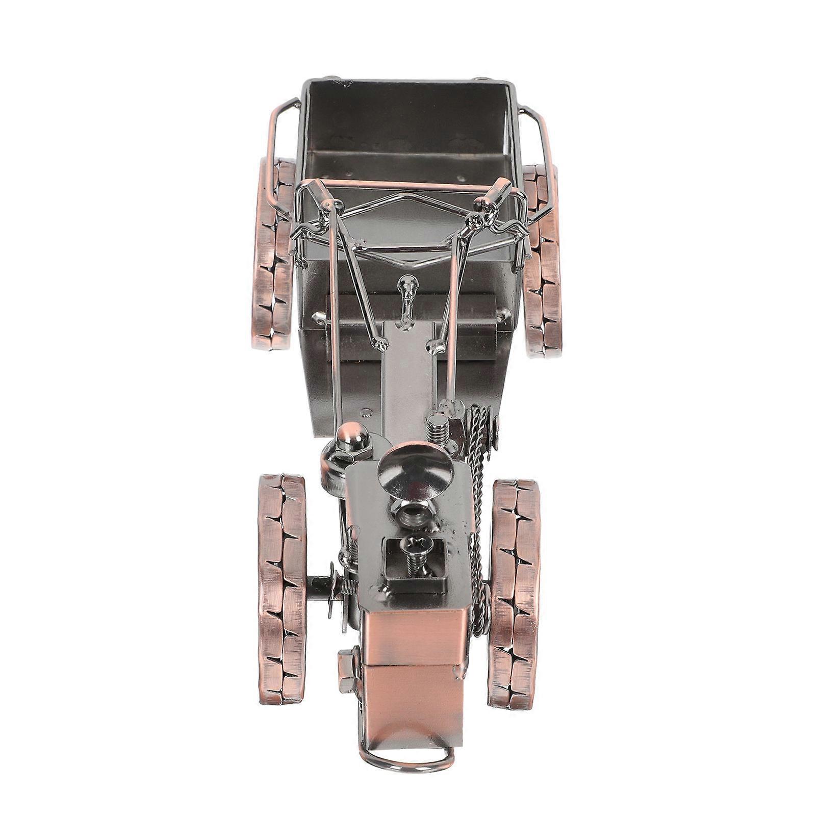 Retro Tractor Adorn Assorted Decoration Tractor Shape Iron Material for Desktop Ornament 1Pcs