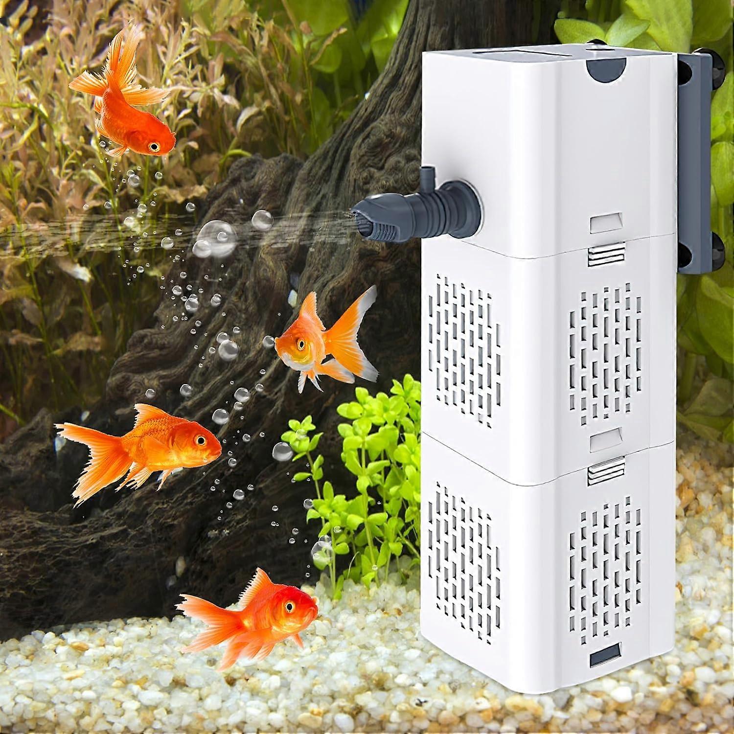 4 in 1 Silent Internal Filter for Aquarium, Aquarium Filter, Aquarium Internal Filter, 15W Flow Rate 1000L/H, Internal Filter Pump Filter with Filter