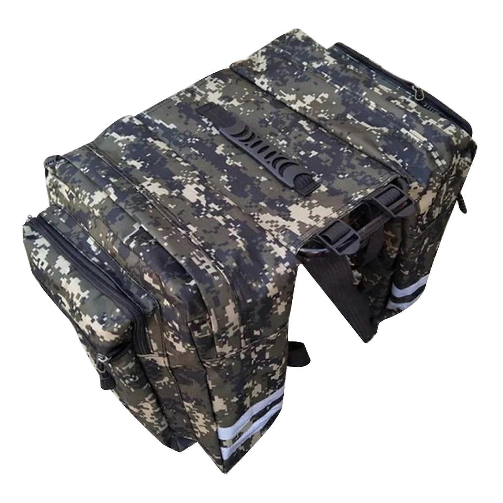 Bike Saddle Bag, Large Camo Packier Bicycle Bag, Rack Bag with Reflective Strips