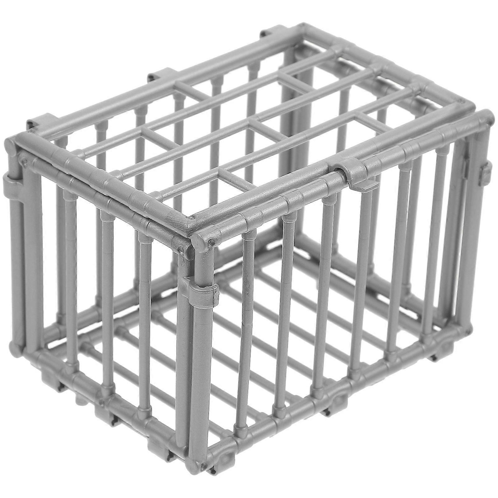 Miniature Plastic Cage Model for DIY Animal Crafts – Durable, Lightweight Decorative Prop with Realistic Detail and Natural Texture for Table Display