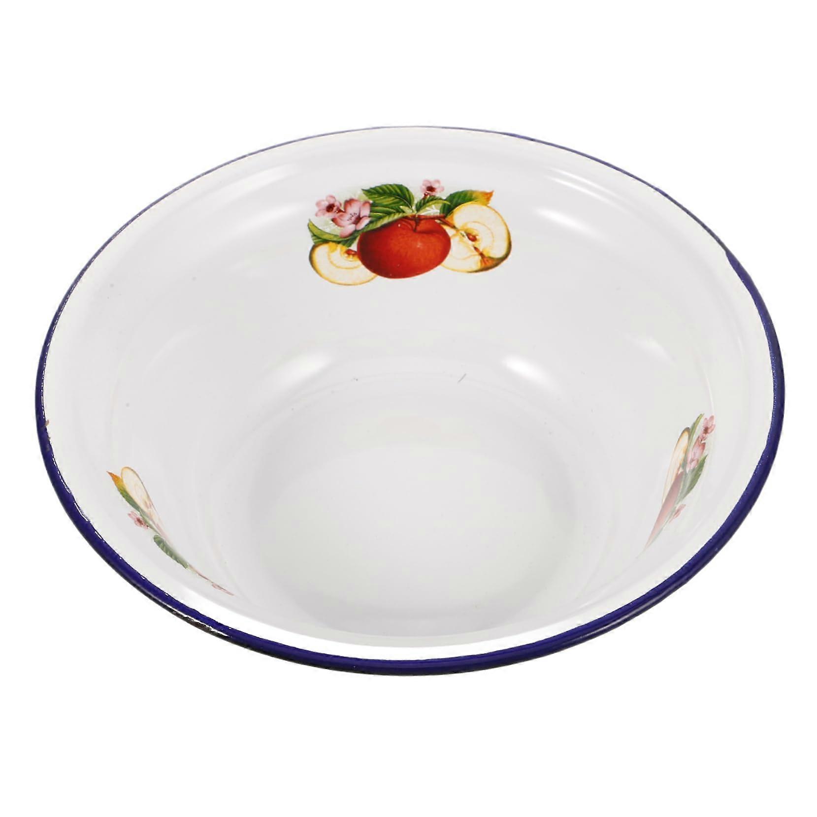 Enamel Bowl Vintage Style 700ml Deep Soup Salad Mixing Serving Bowl 18x18x4.5cm Enamelware Kitchen Essentials