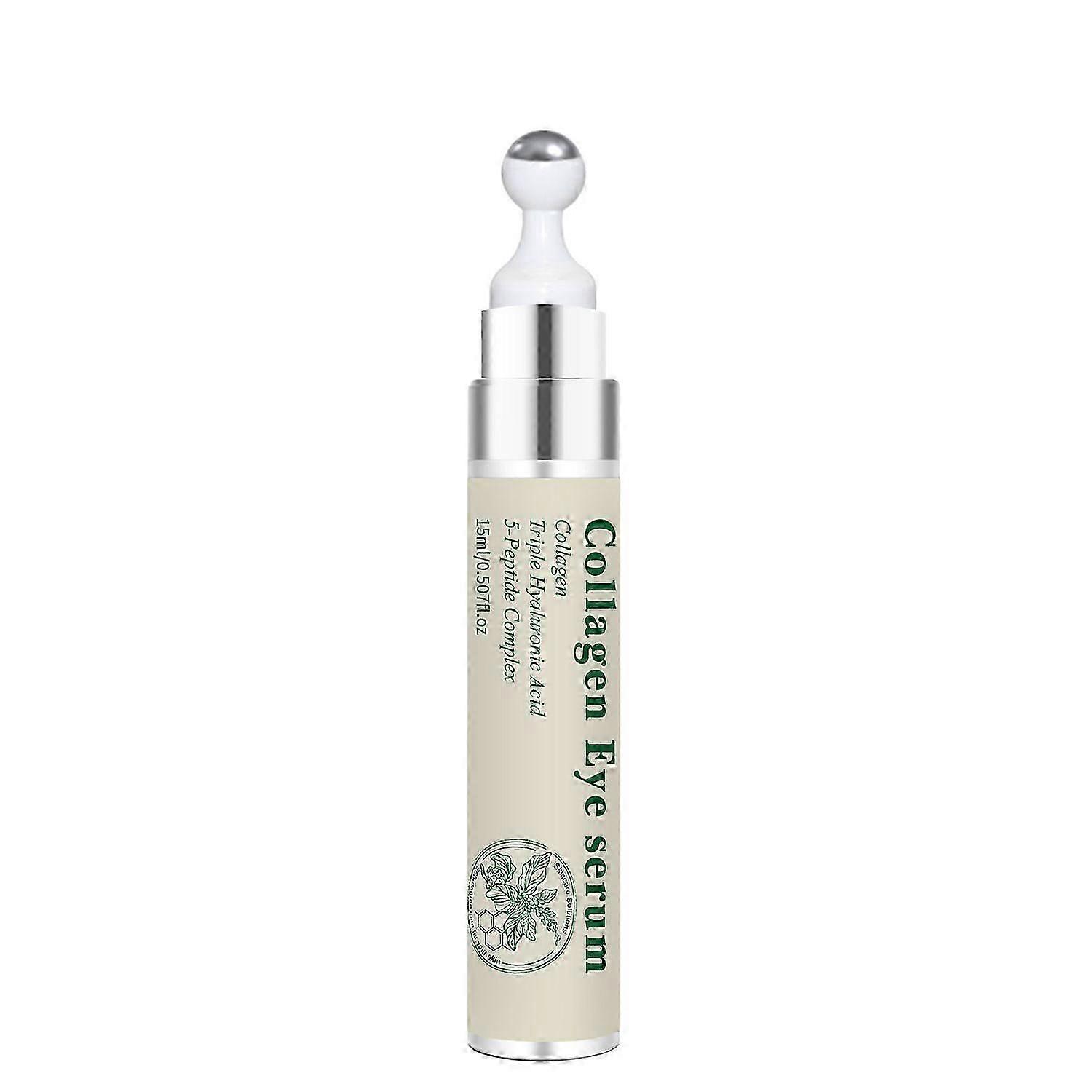 Vegan Collagen Eye Serum 15ml - Triple Hyaluronic Acid & Peptide Collagen Serum Improve Skin Elasticity, Reduce Fine Lines & Dark Circles