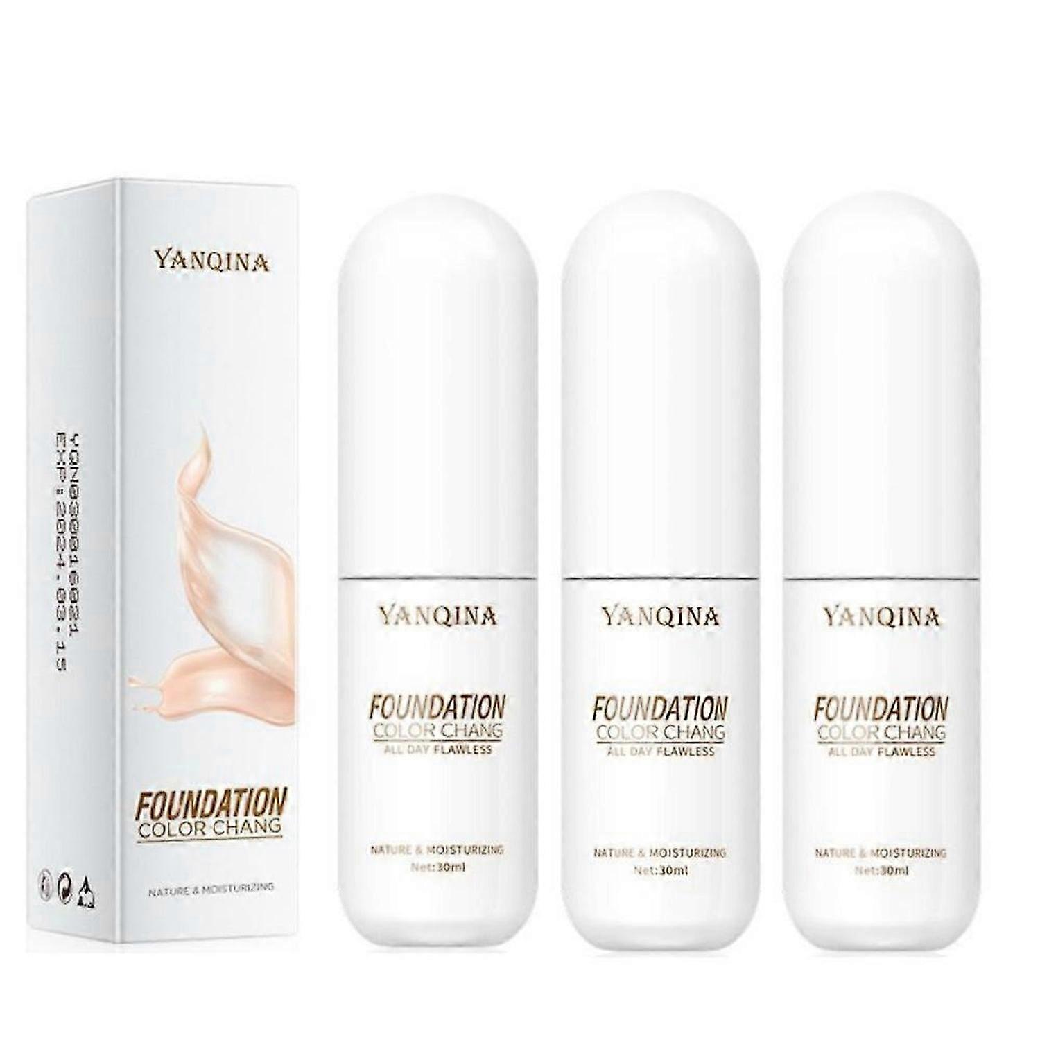 3pcs Soft Mist Color Changing Foundation Magic Flawless Concealer Face Makeup 30ml