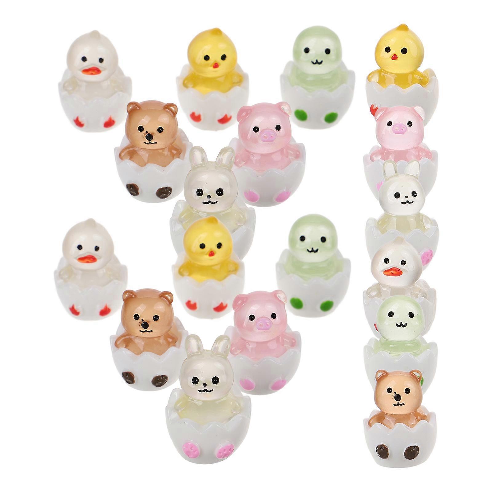 ألعاب مصغرة تتوهج في الظلام قواطع البيض تصميم الحلي الراتنج 18 قطعة