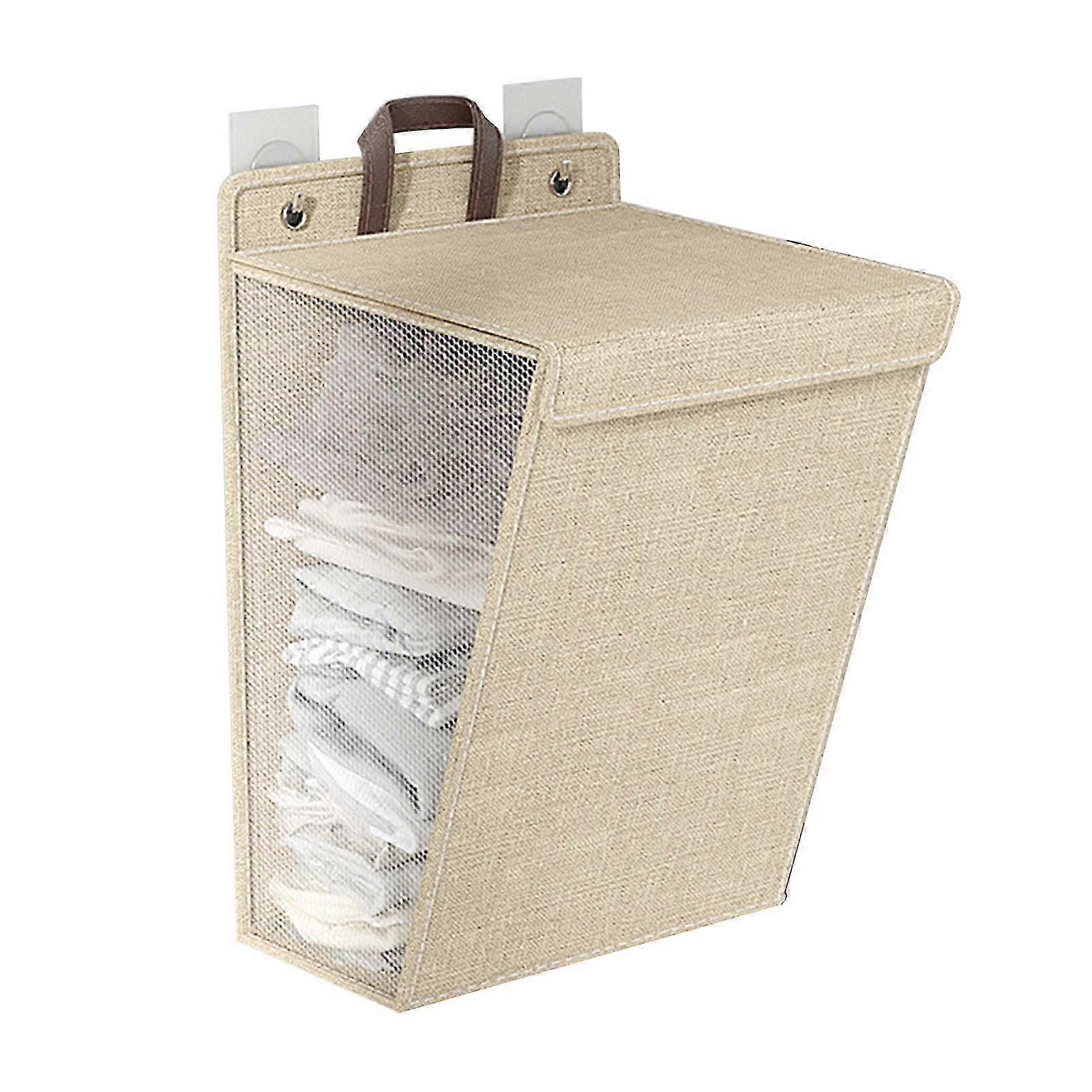 Space-Saving Linen Laundry Basket for Organizing Dirty Clothes in Medium Size