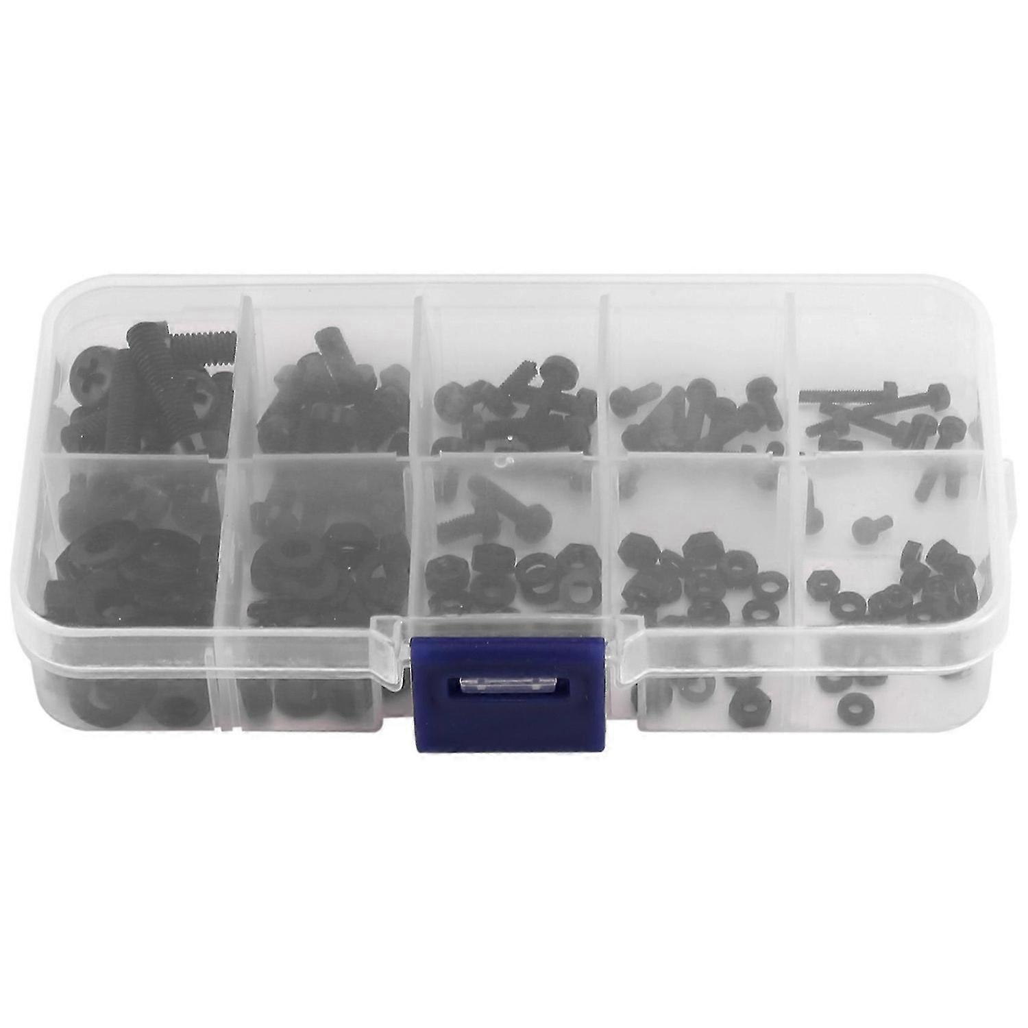 150 Stück M2 M2,5 M3 M4 M5 Nylon Sechskantschraube Bolzen Abstandsmutter Abstandshalter Sortiment Kit Schwarz