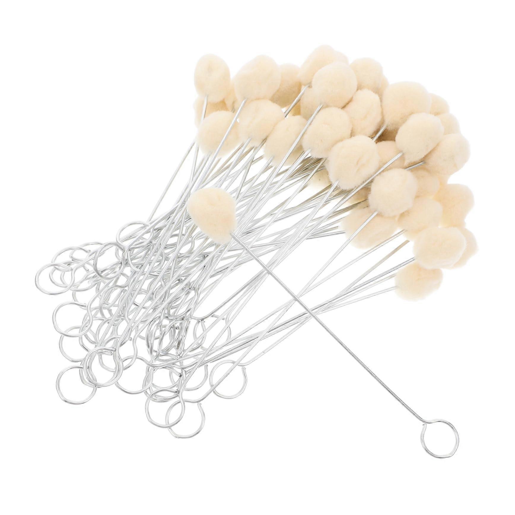 50 Piece Applicator Brush Set for Leather Tools, Wool Dabbers, and Beige Wool Ball Brushes