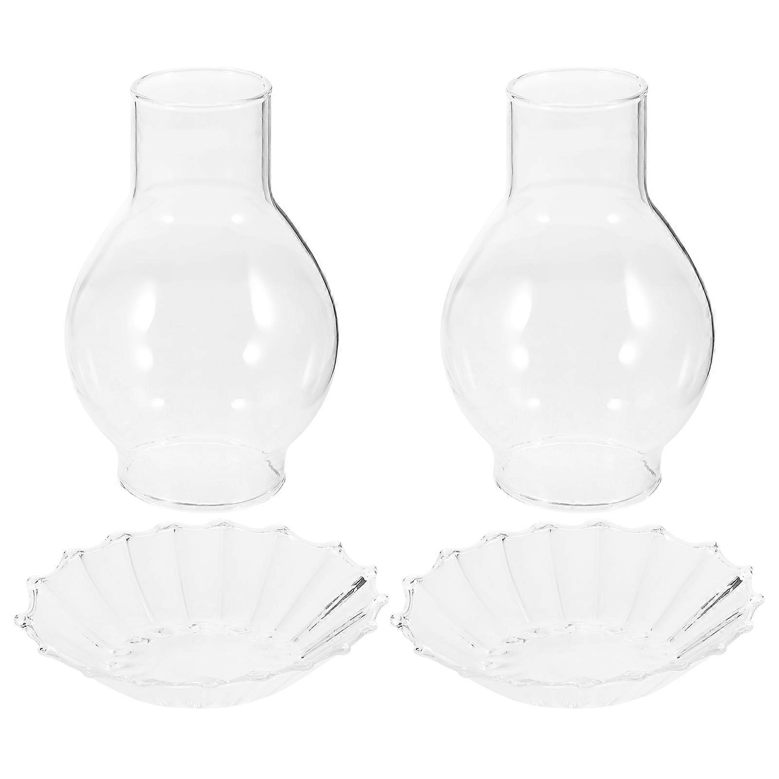 Clear Glass Tealight Holder Square Striped Base 12X4.5CM 2Set