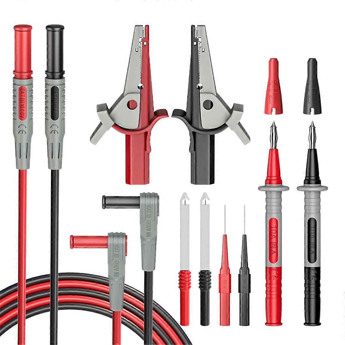 Multimètre Kit de cordon de test Câble de test 4mm Fiche banane avec clip fil Perforation Sonde pour électrique
