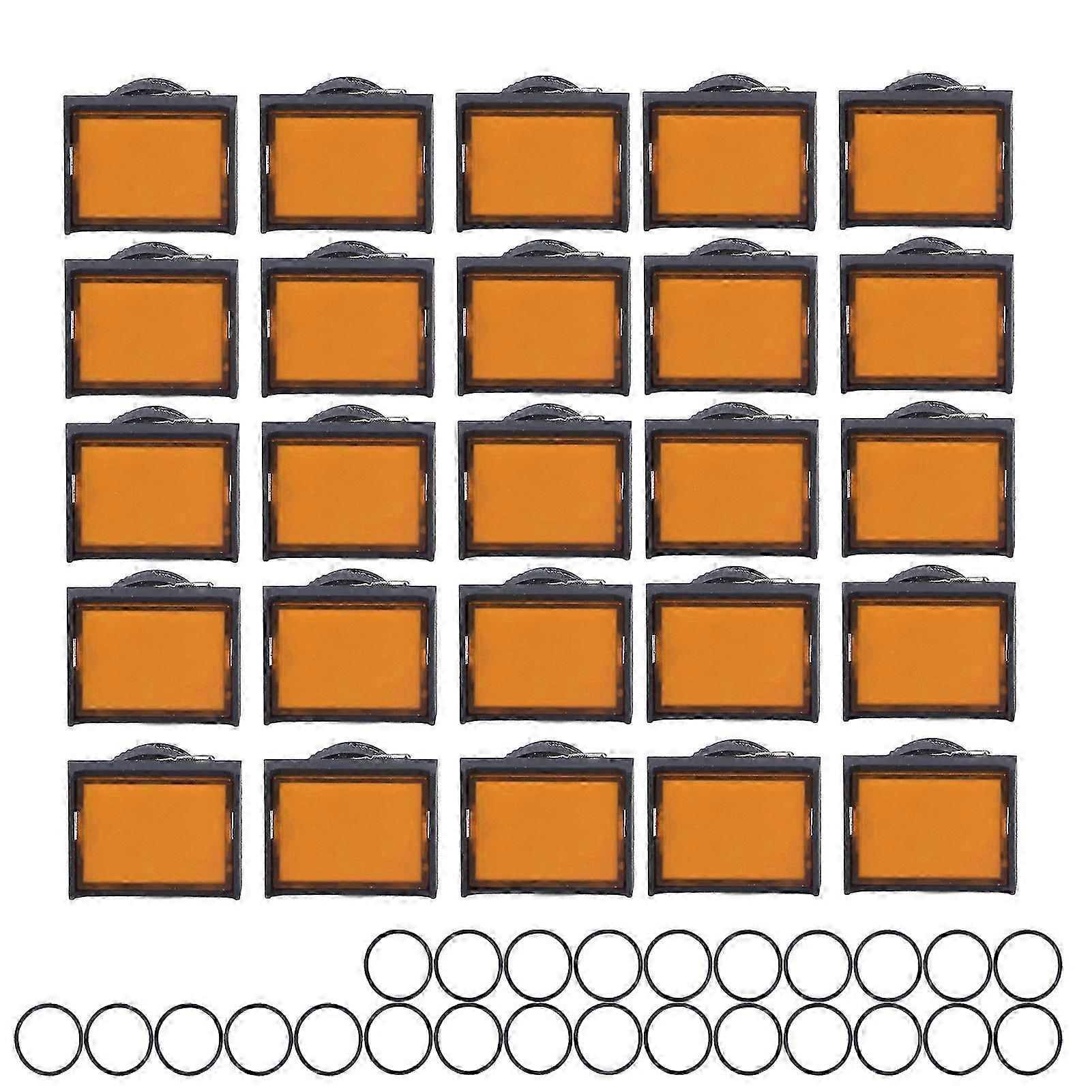 25Pcs Momentary Push Button Switch Self Locking Rectangle with Light 12V 16mm (Yellow)适用于某品牌