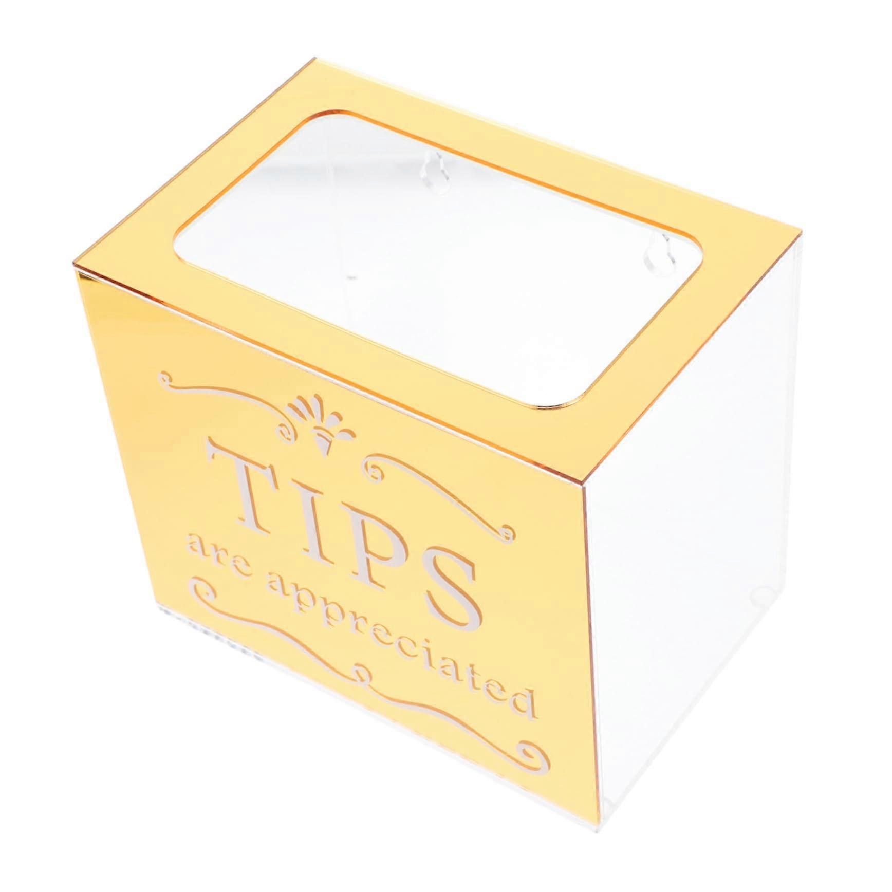 Box Tip Box Donation Tin Drinking Glasses for Money Tip Glass for Restaurant Glass with Transparent Tip Tip for Money Collecting Bucket Golden Acrylic