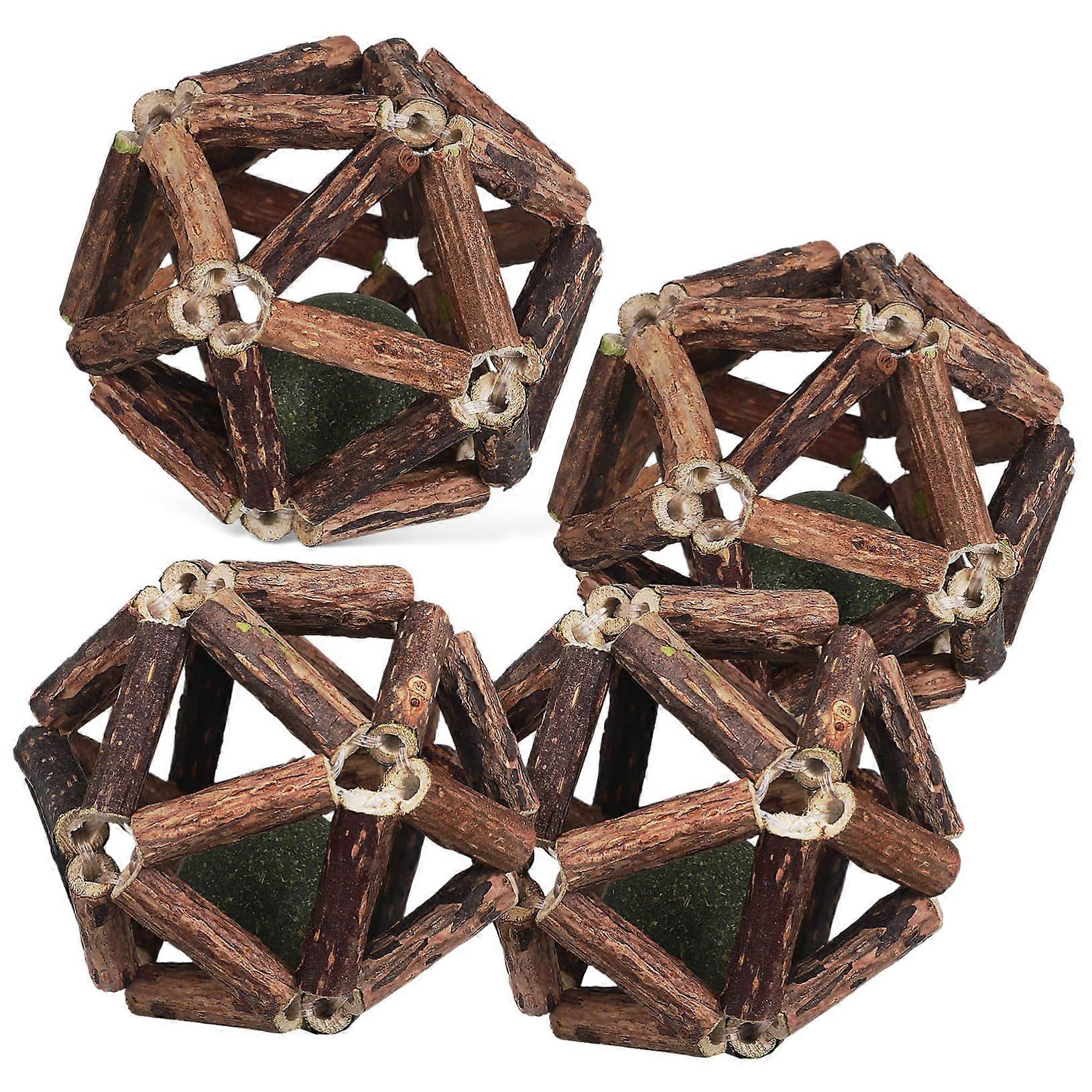 4 pieces toy loop sticks cat toys, back teeth kitten, cat balls indoor toys, cat supplies, catnip balls, polygonum wood.