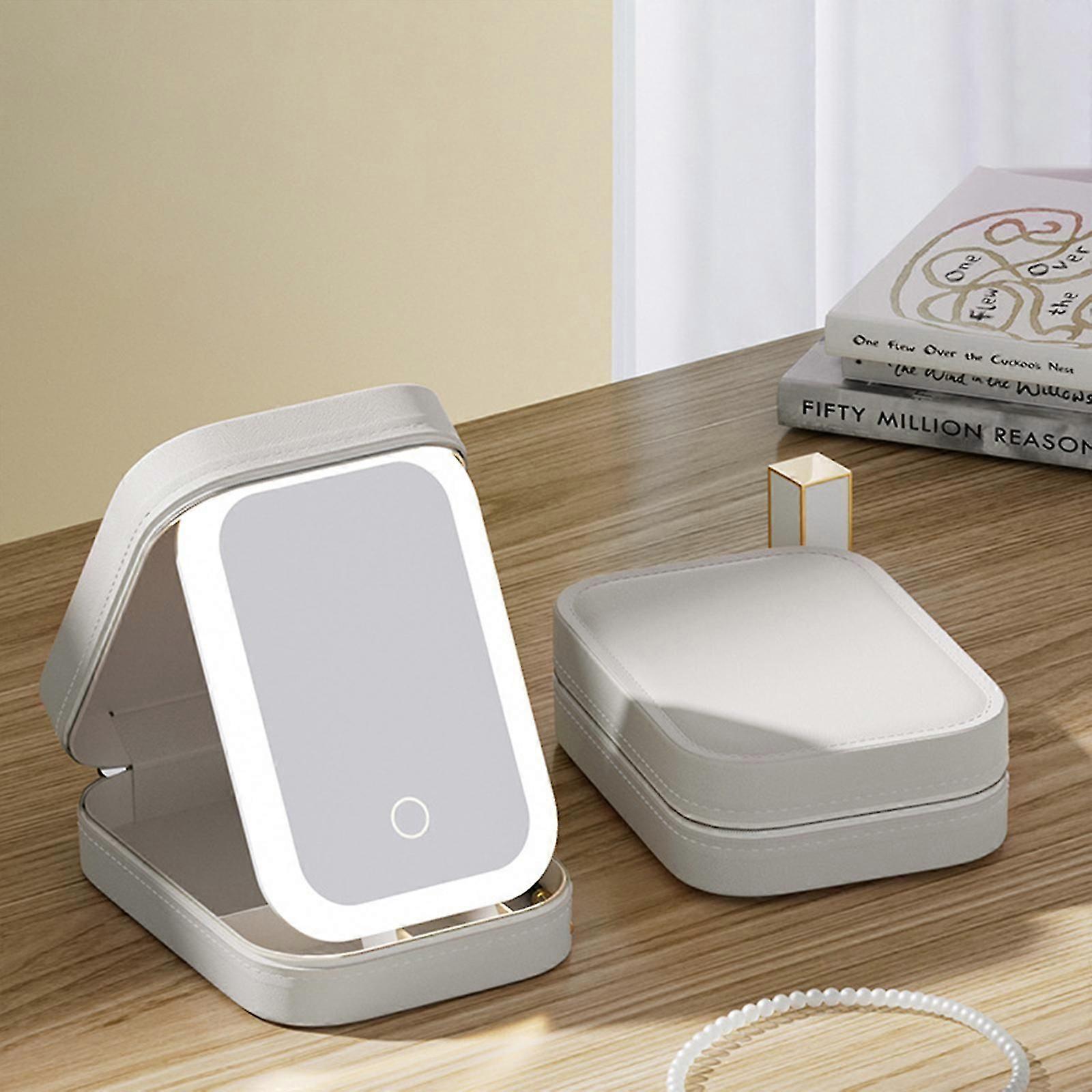 LED Three-Color Adjustable Makeup Mirror, Three Colors Brightness Adjustable Makeup Mirror with Lights, Rechargeable Lighted Makeup Mirror