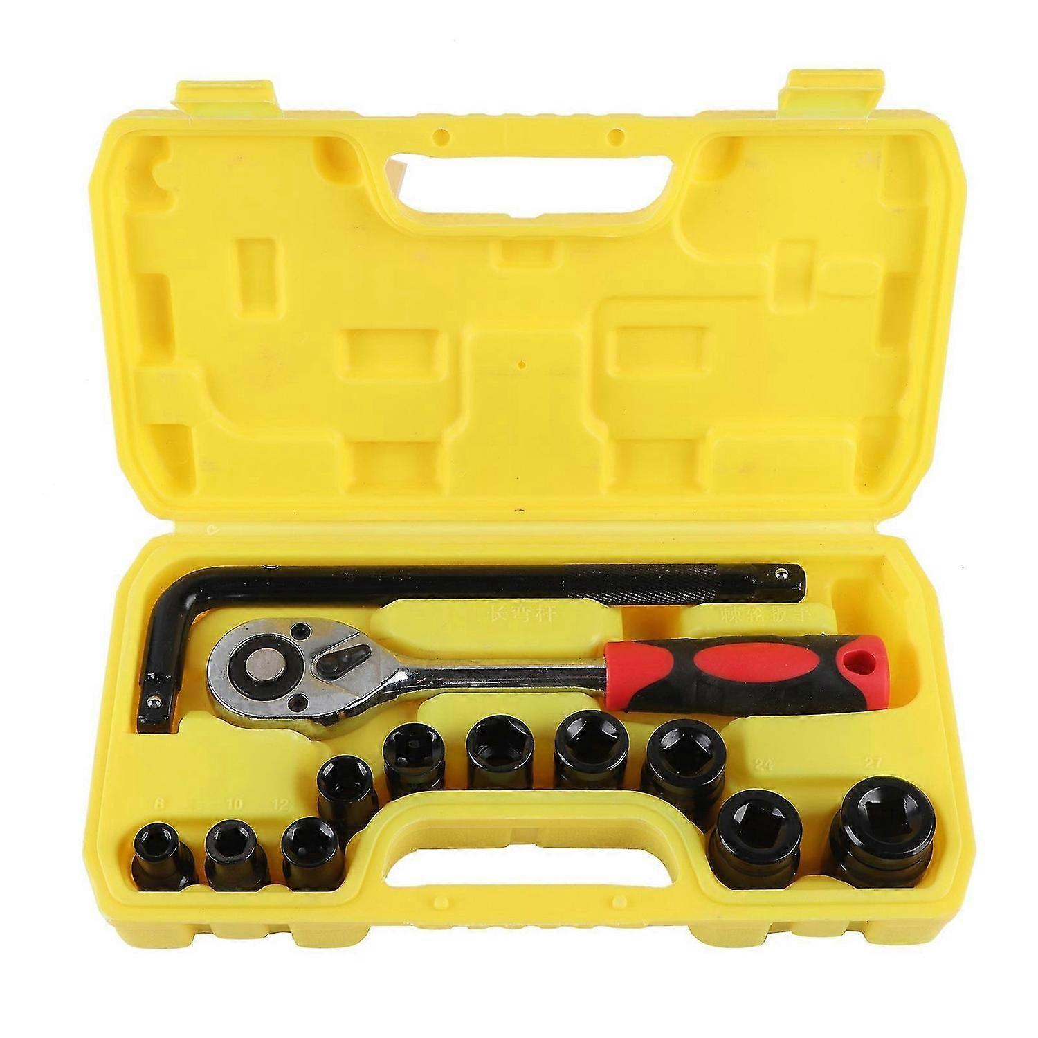 13pcs Socket Wrench Set 1/2in Ratcheting Socket Spanner Set Tools for Car Maintenance